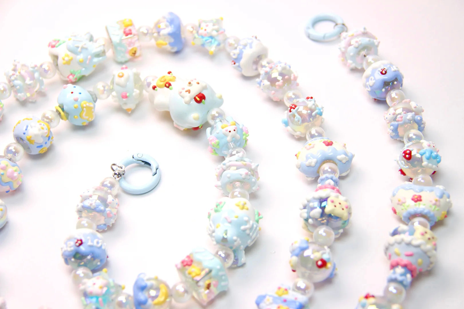 Blue Band-Painted Beads