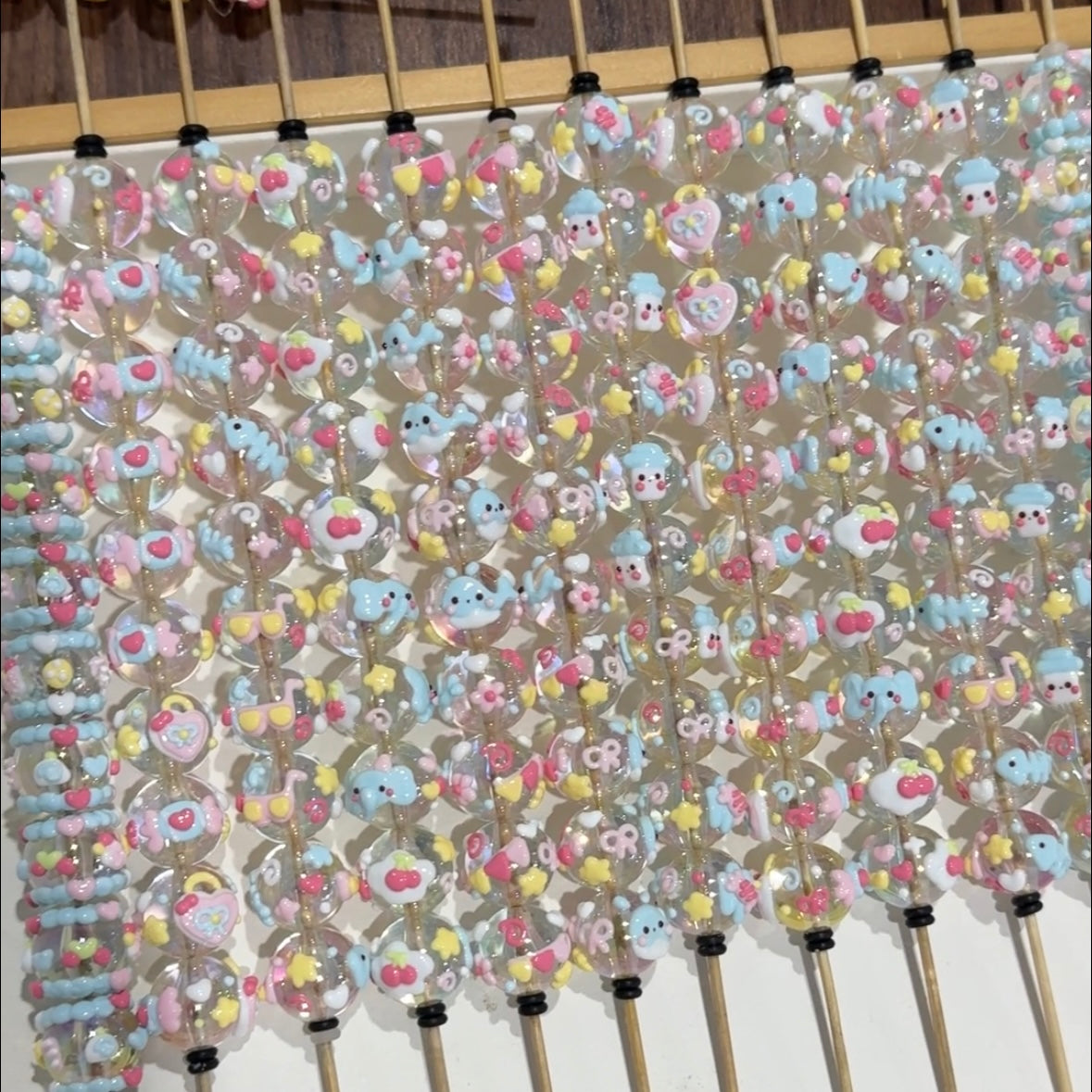 Blue Band-Painted Beads
