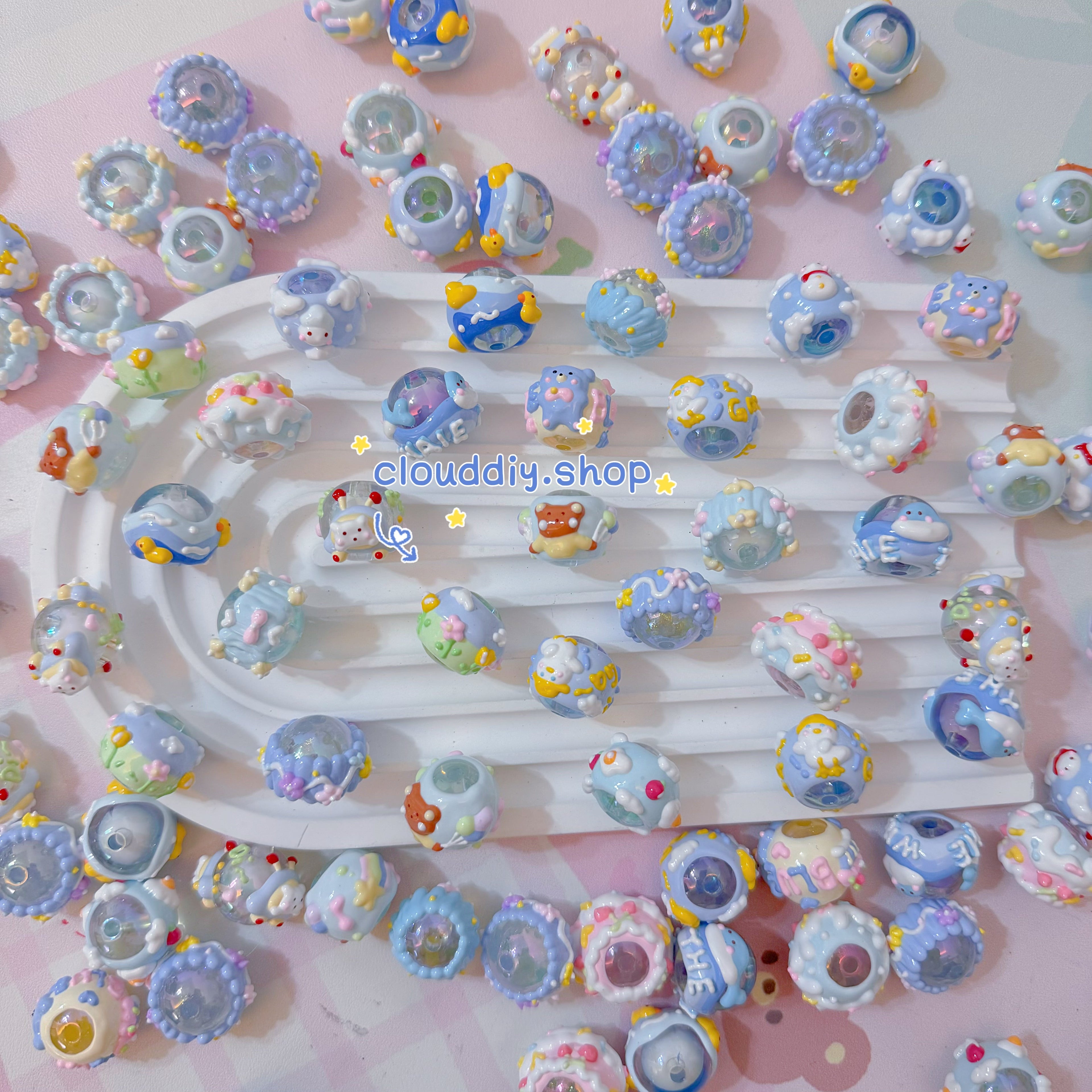 Blue Band-Painted Beads