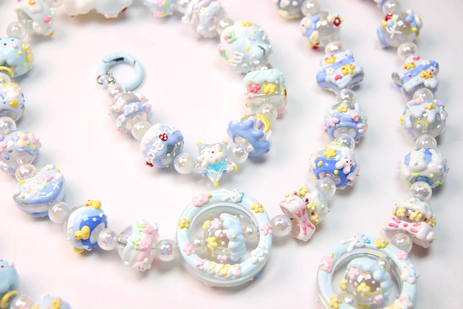 Blue Band-Painted Beads