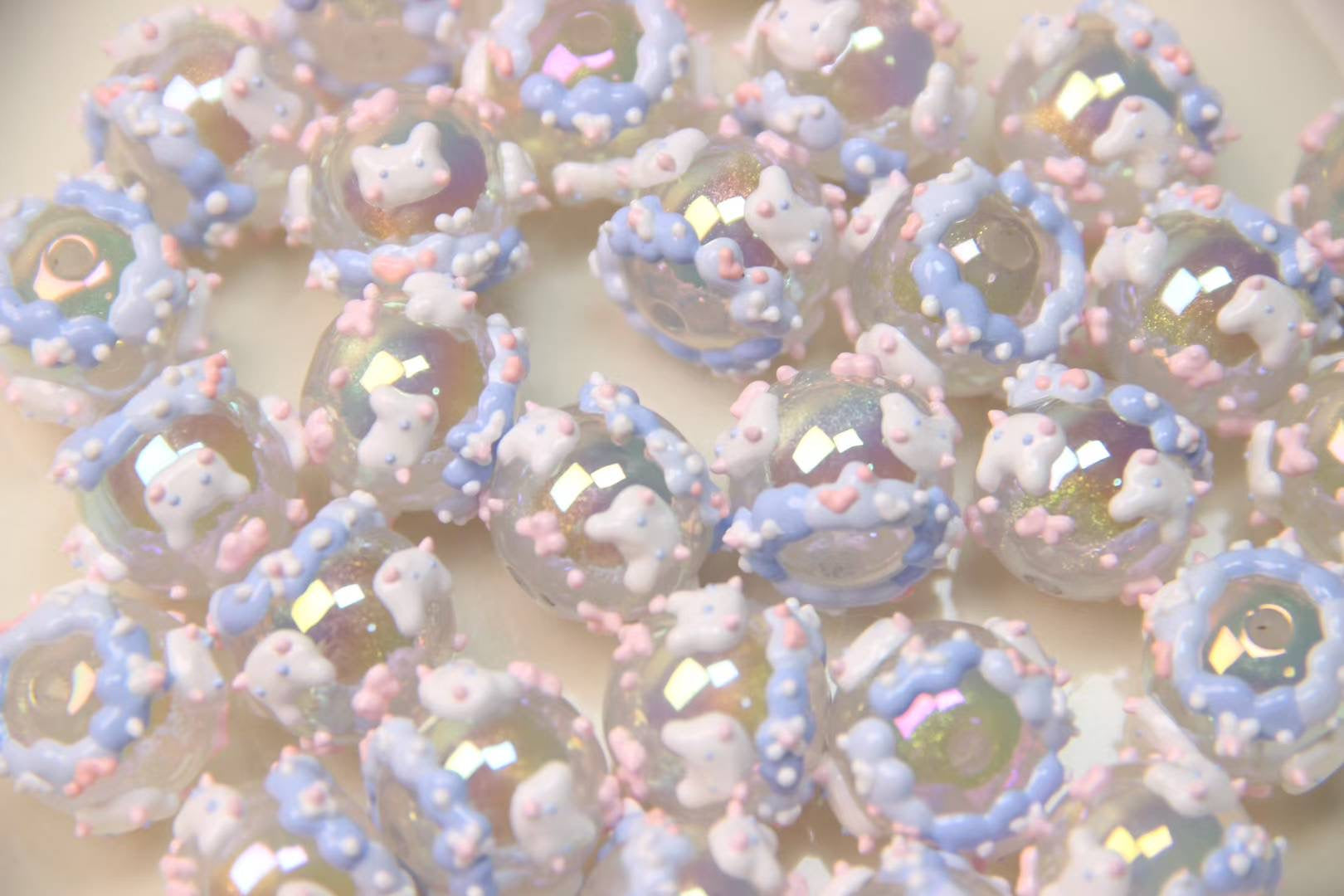Blue Band-Painted Beads