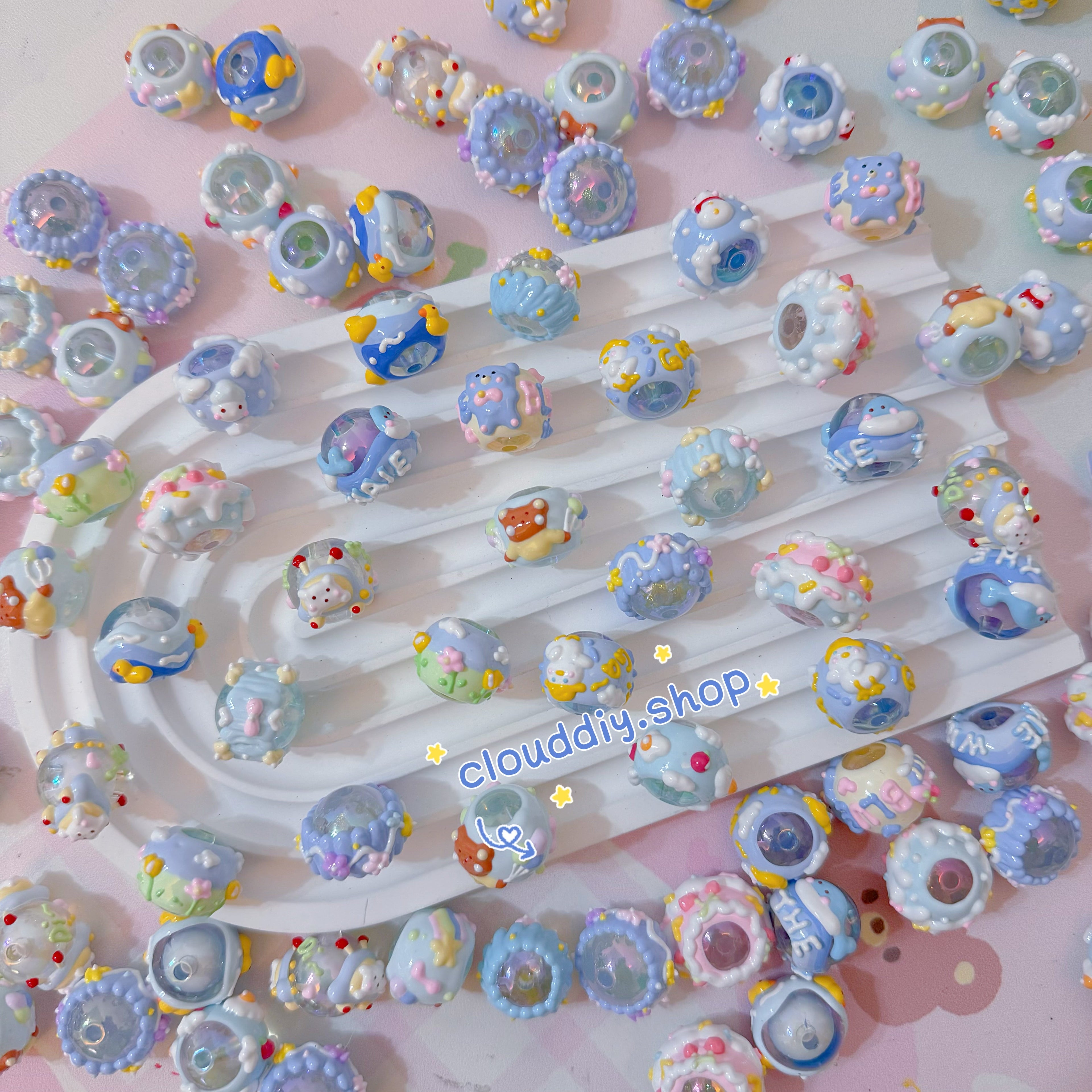 Blue Band-Painted Beads