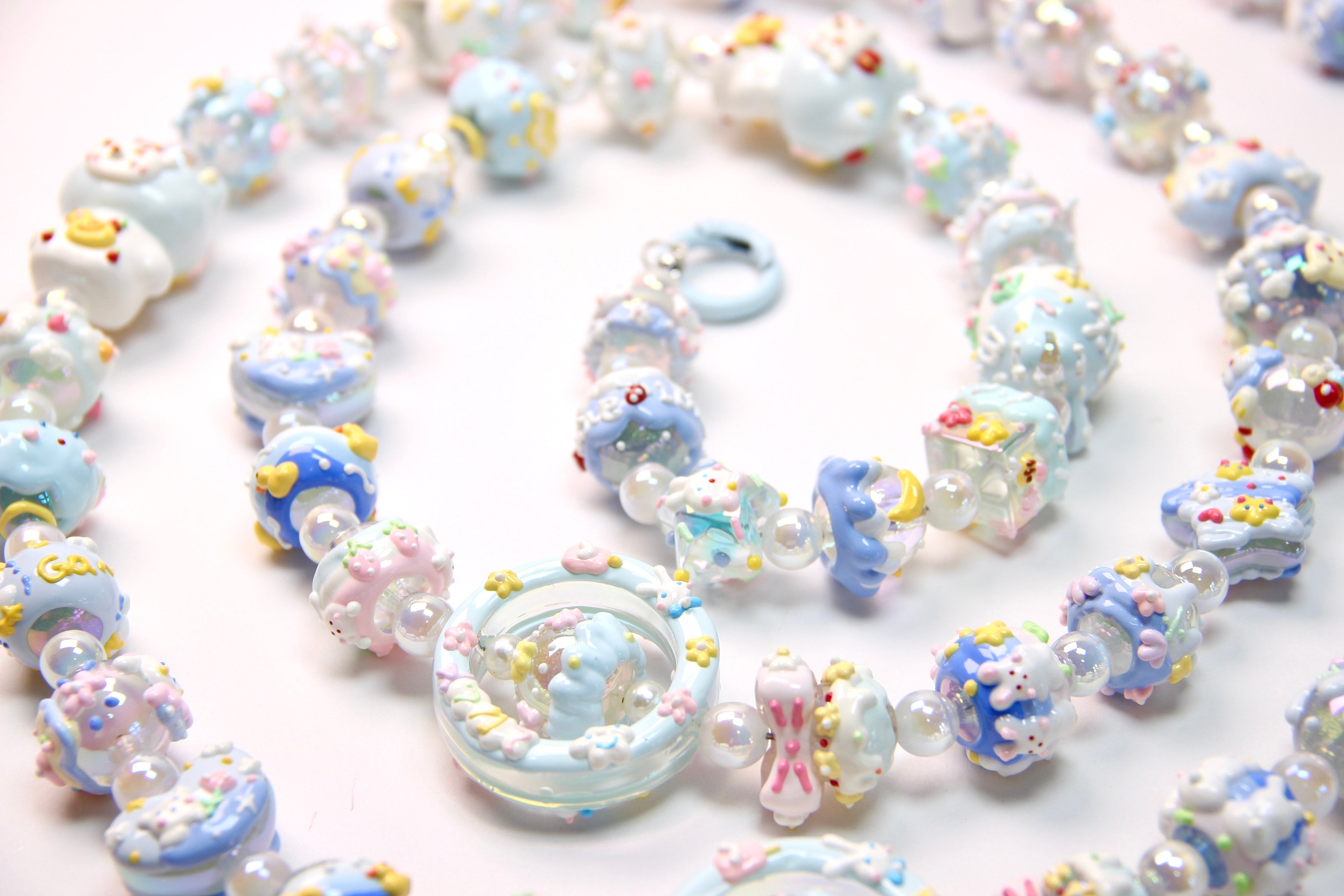 Blue Band-Painted Beads
