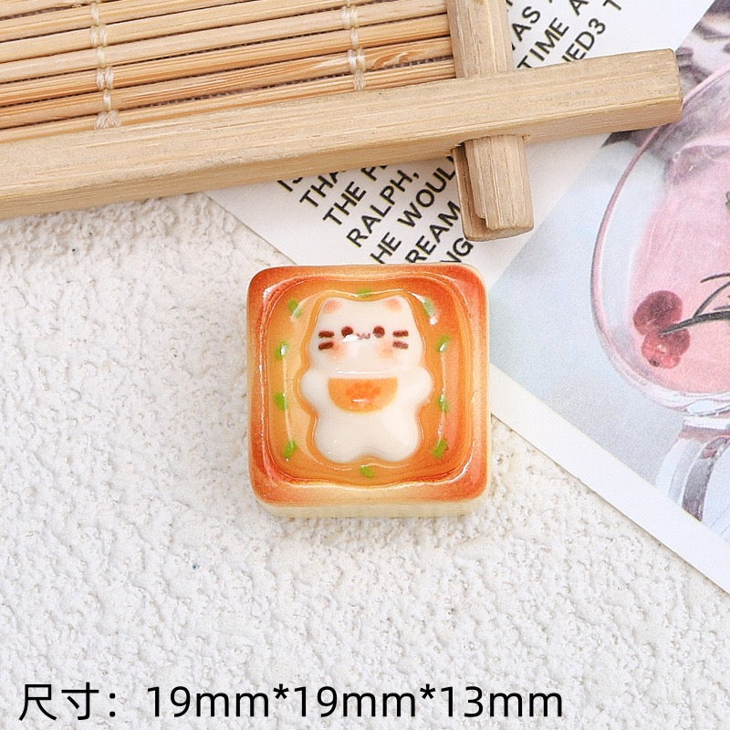 Cat toast resin cartoon