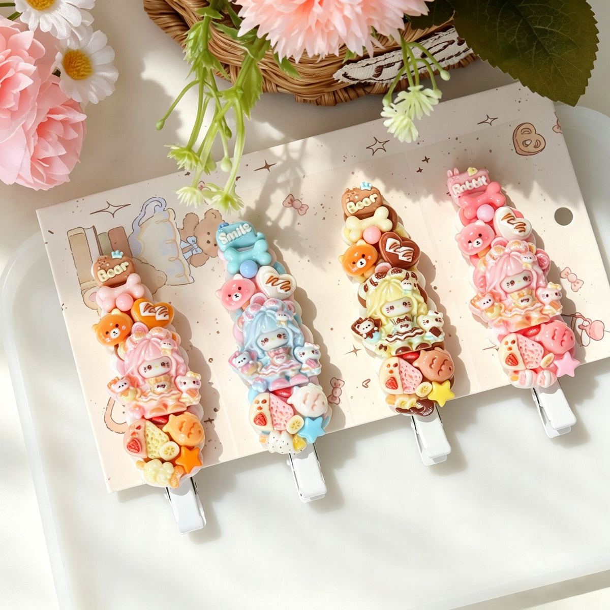 4-Piece Cream Hair Clip Set