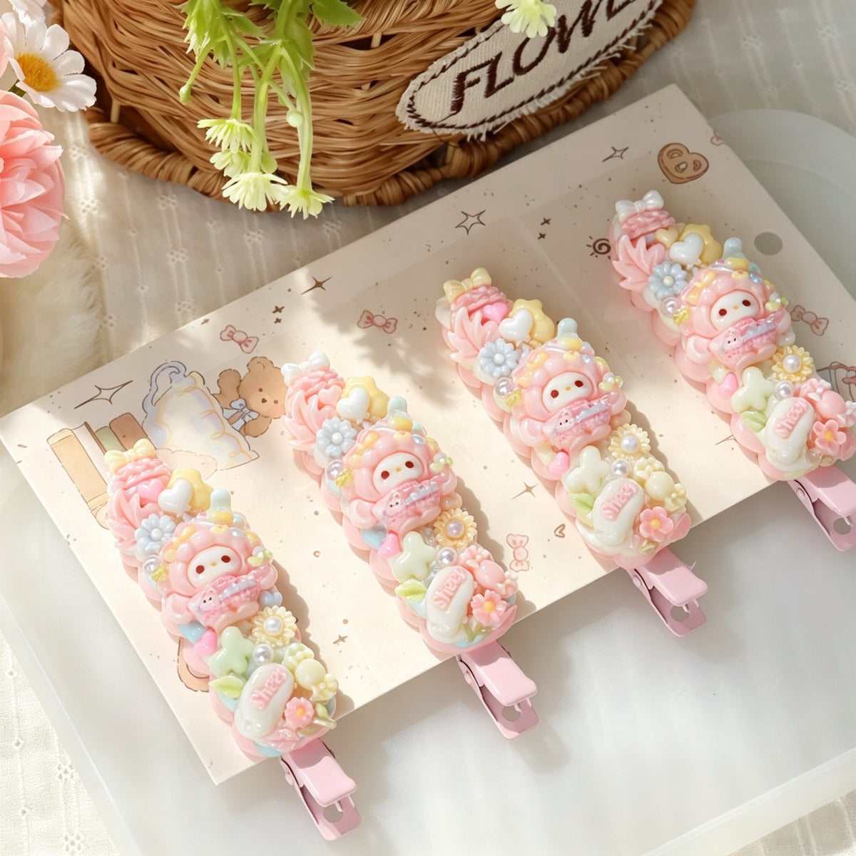 4-Piece Cream Hair Clip Set