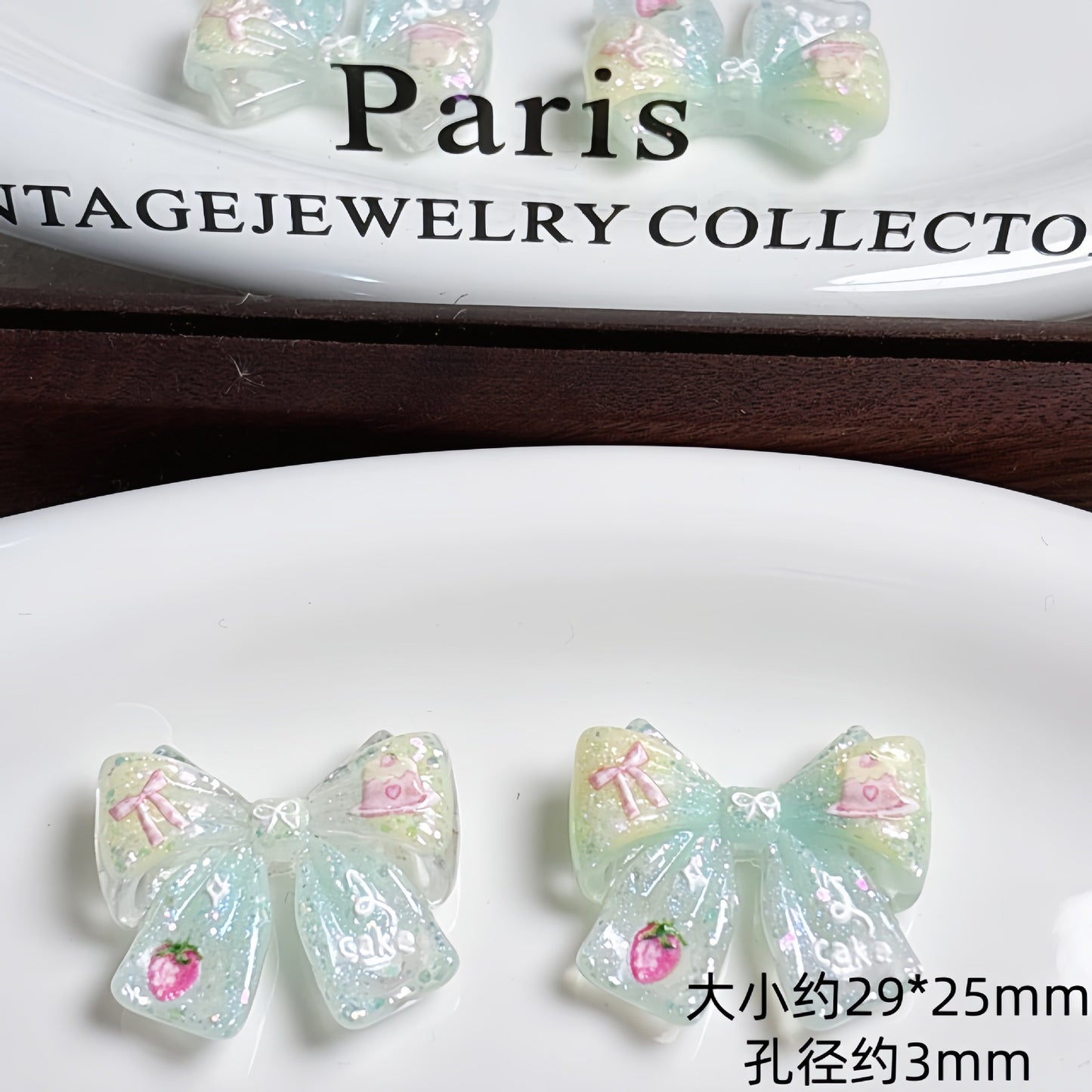 Relief strawberry bow bead jewelry DIY material accessories