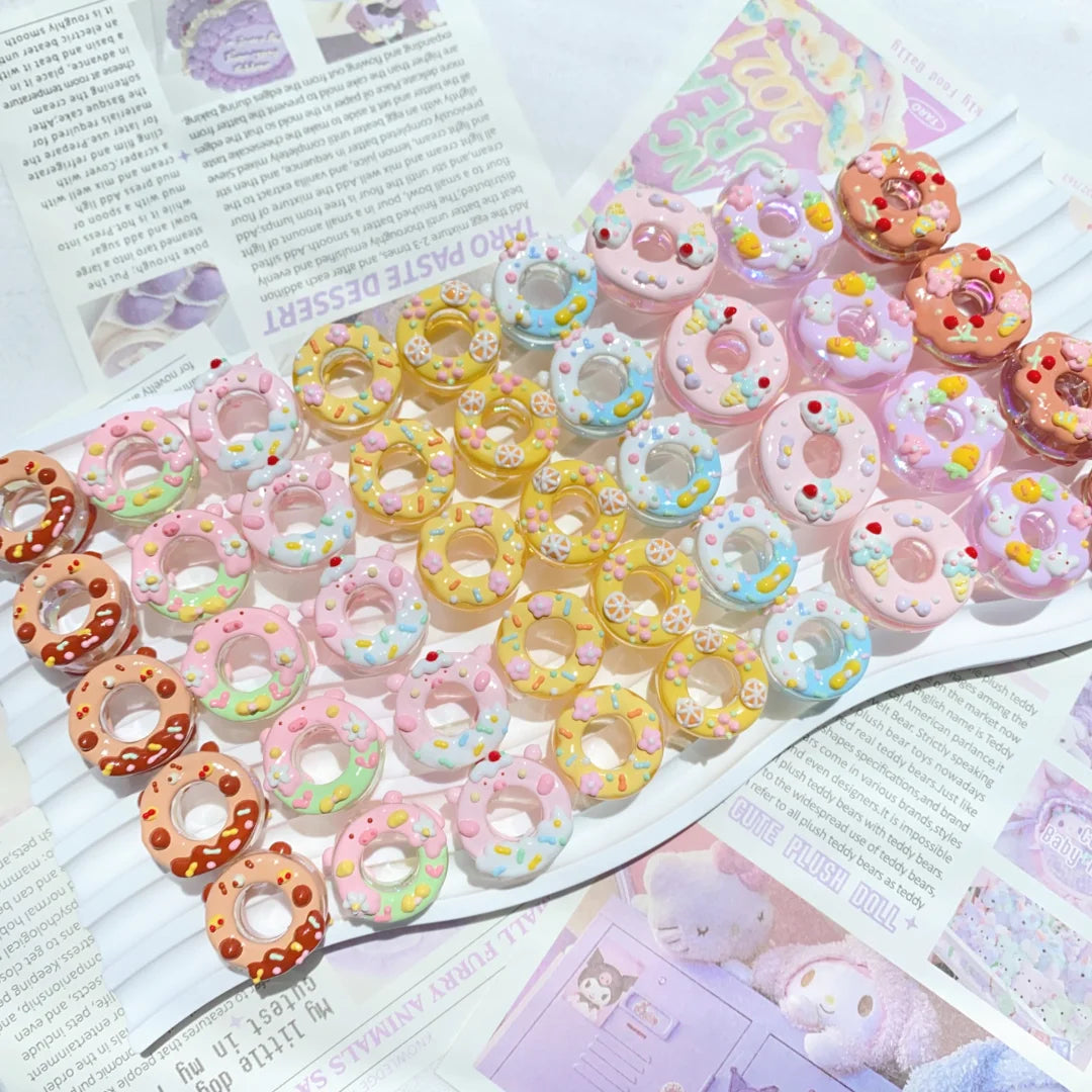 Hand-Painted Doughnut-Shaped Beads