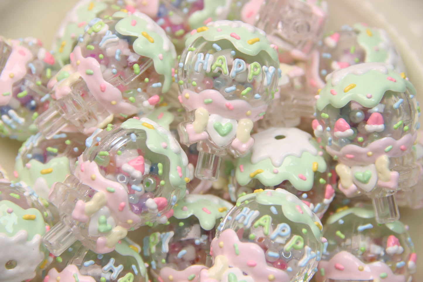 Hand-Painted Lollipop-Shaped Beads