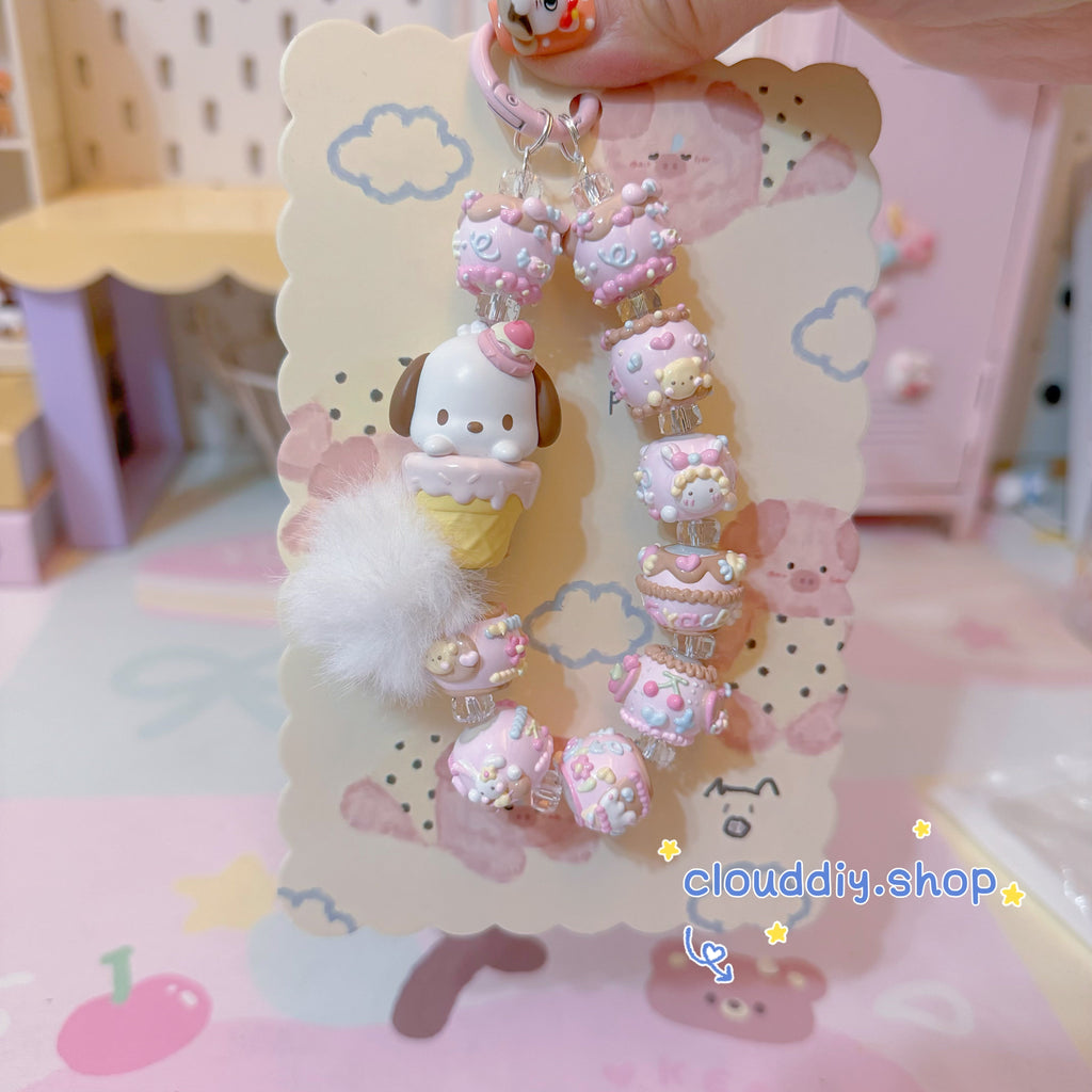 Coffee Pink Hand-Painted Beads