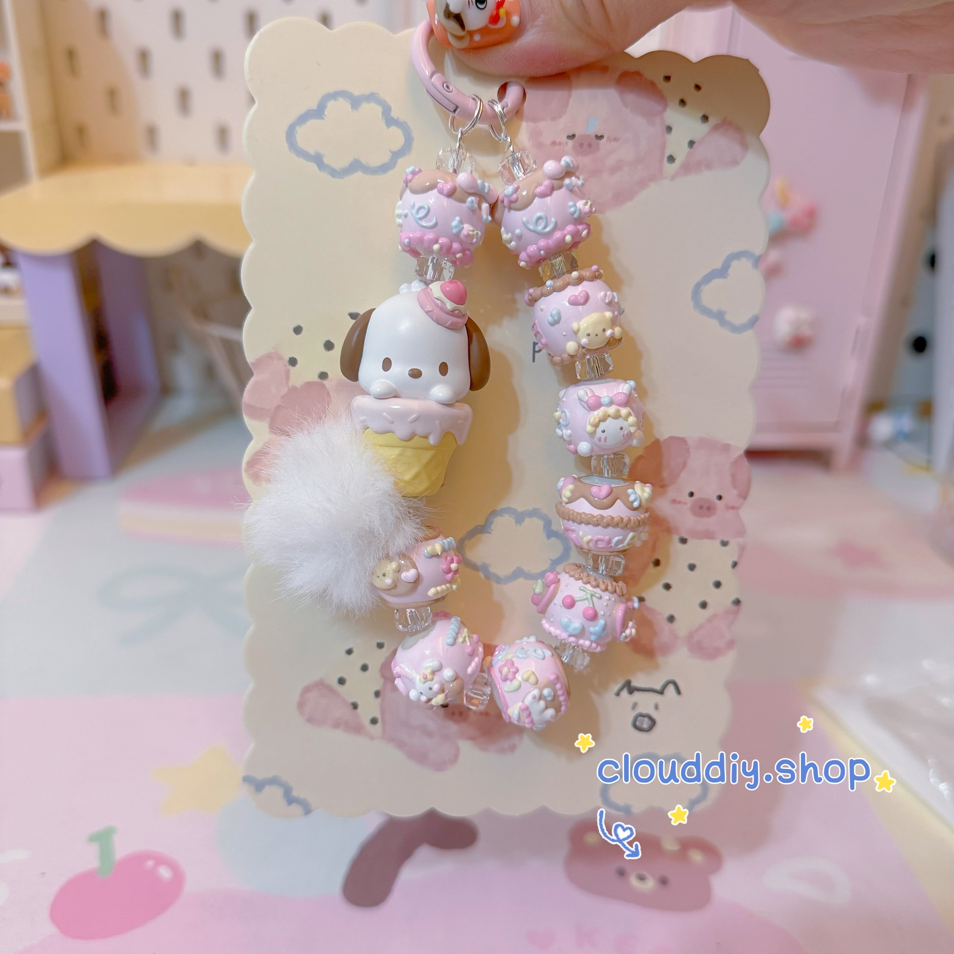 Coffee Pink Hand-Painted Beads