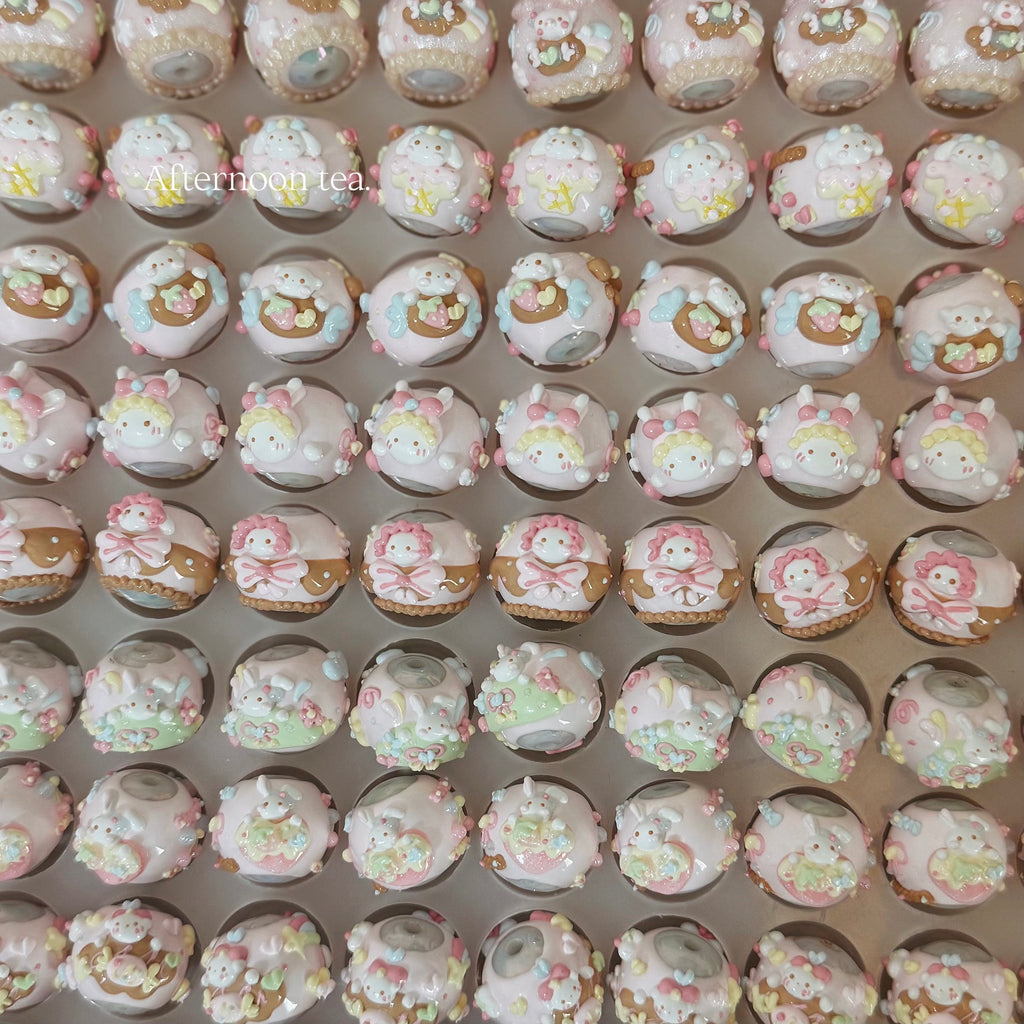 Coffee Pink Hand-Painted Beads