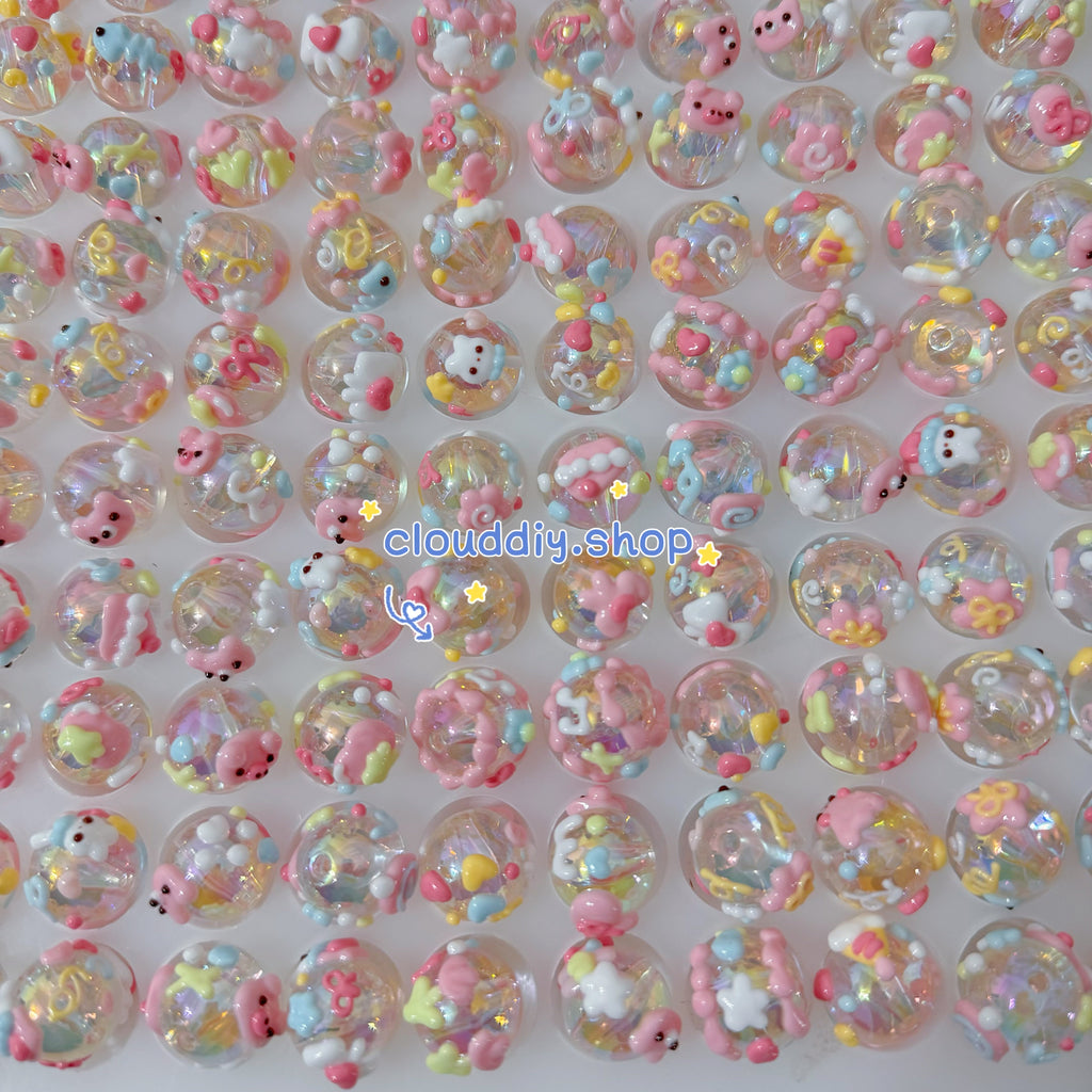 Hand-Painted Beads In Pink