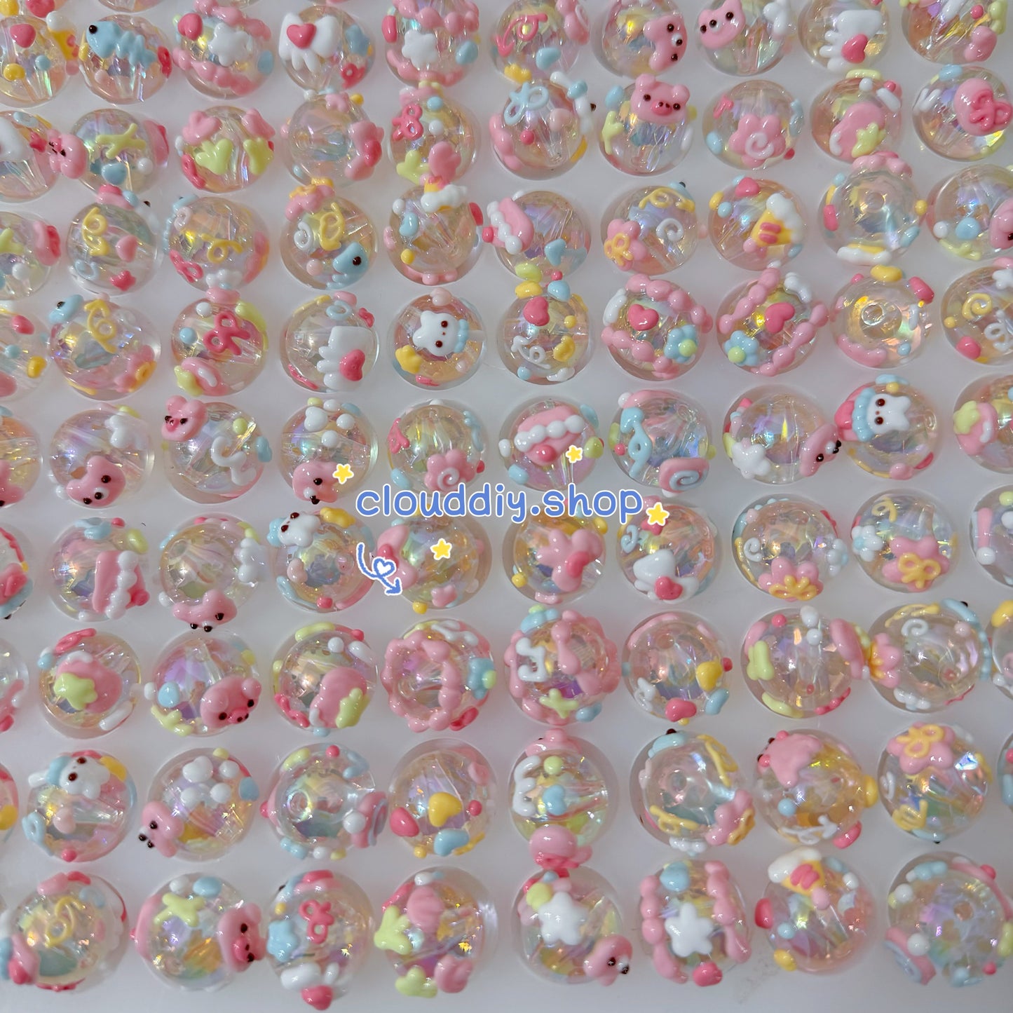 Hand-Painted Beads In Pink