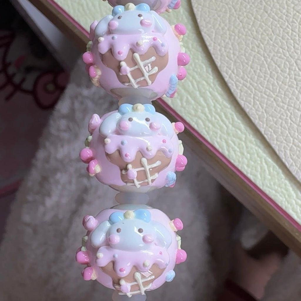 Coffee Pink Hand-Painted Beads