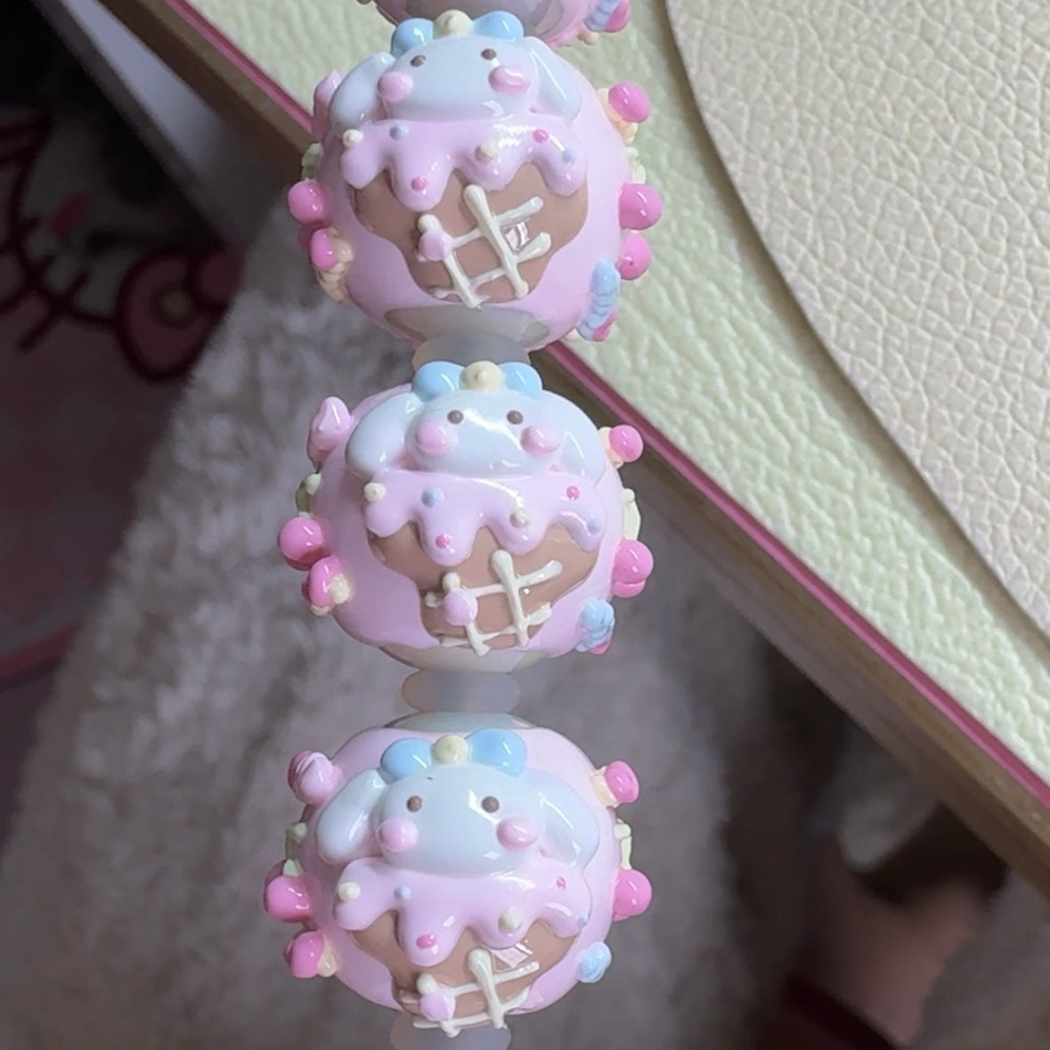 Coffee Pink Hand-Painted Beads