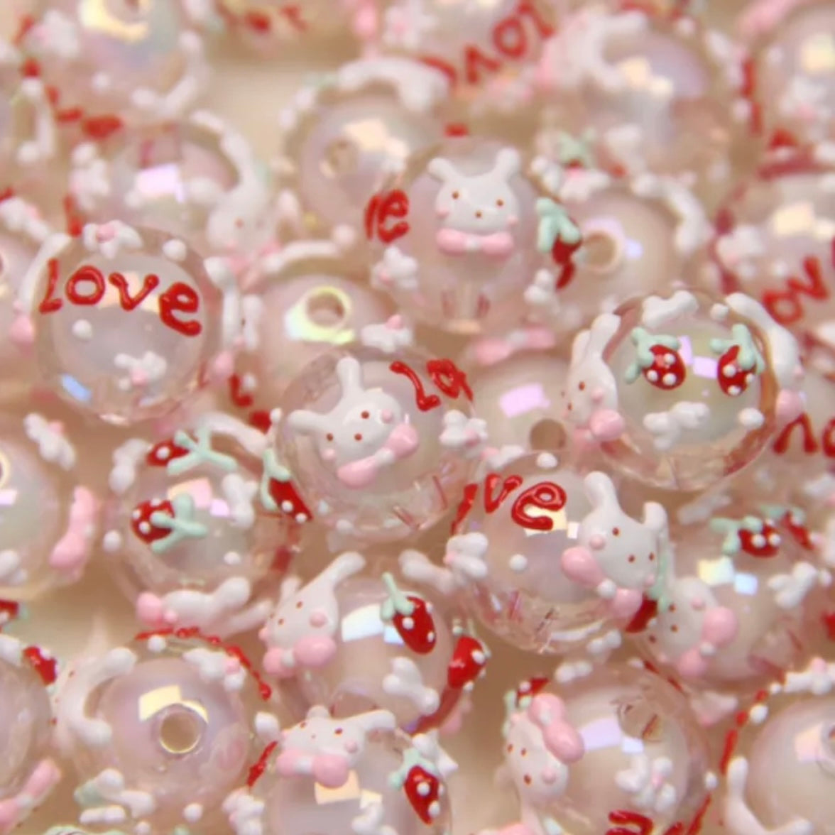 Hand-Painted Rabbit Beads