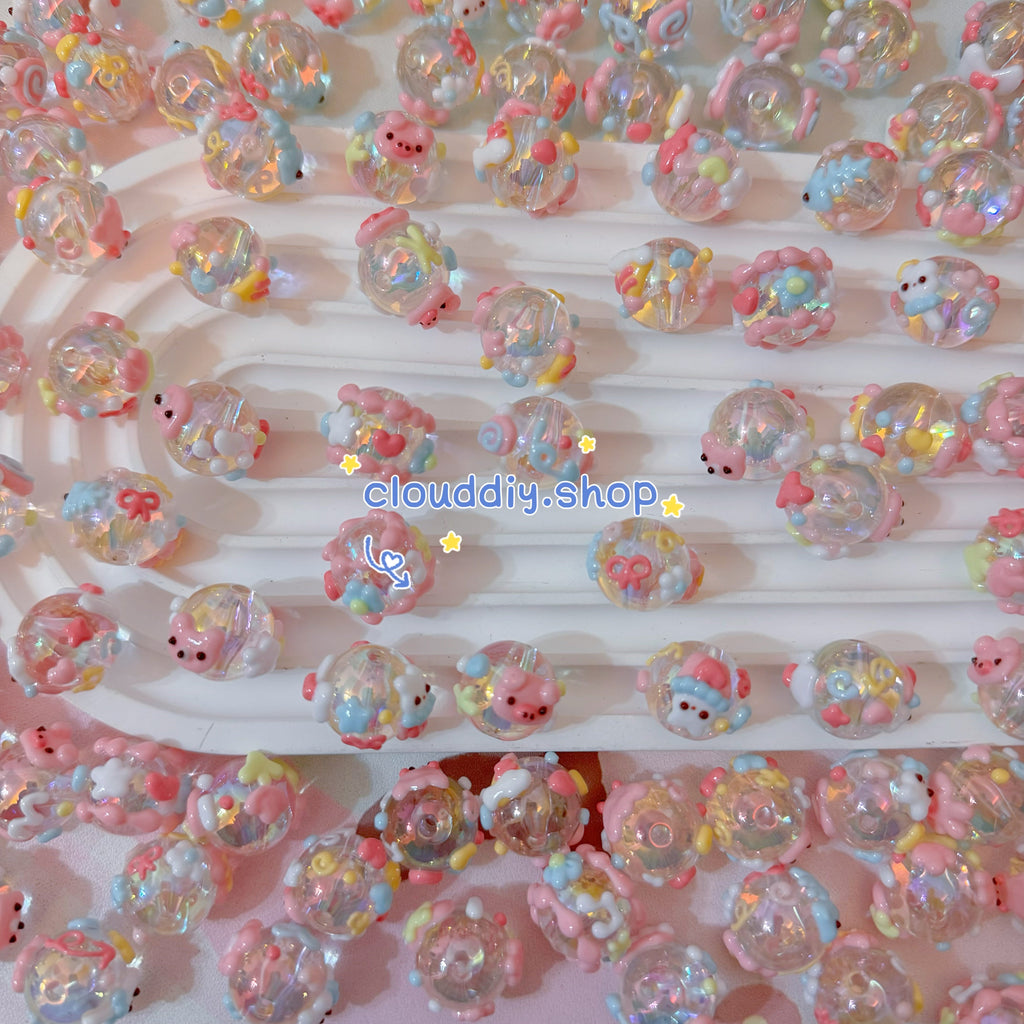 Hand-Painted Beads In Pink