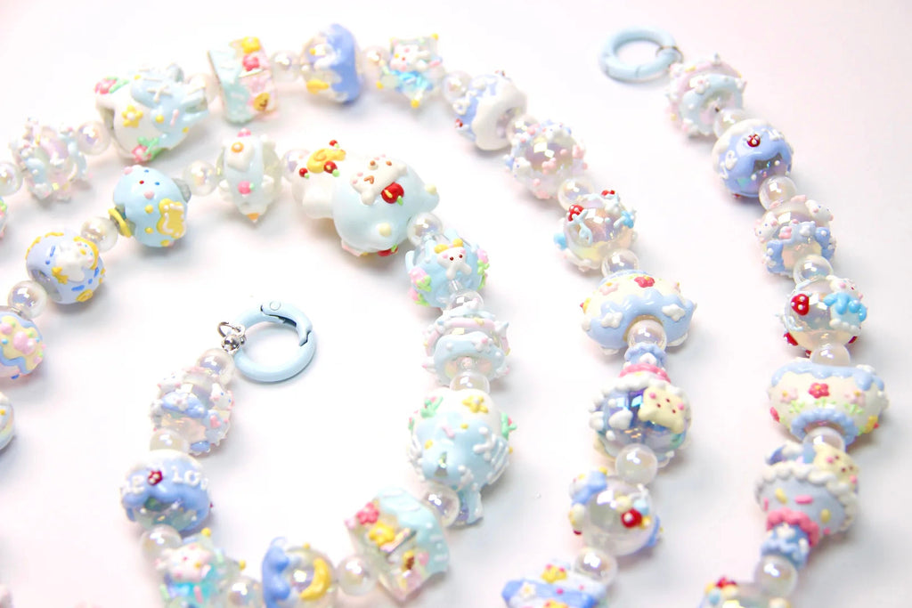 Blue Band-Painted Beads