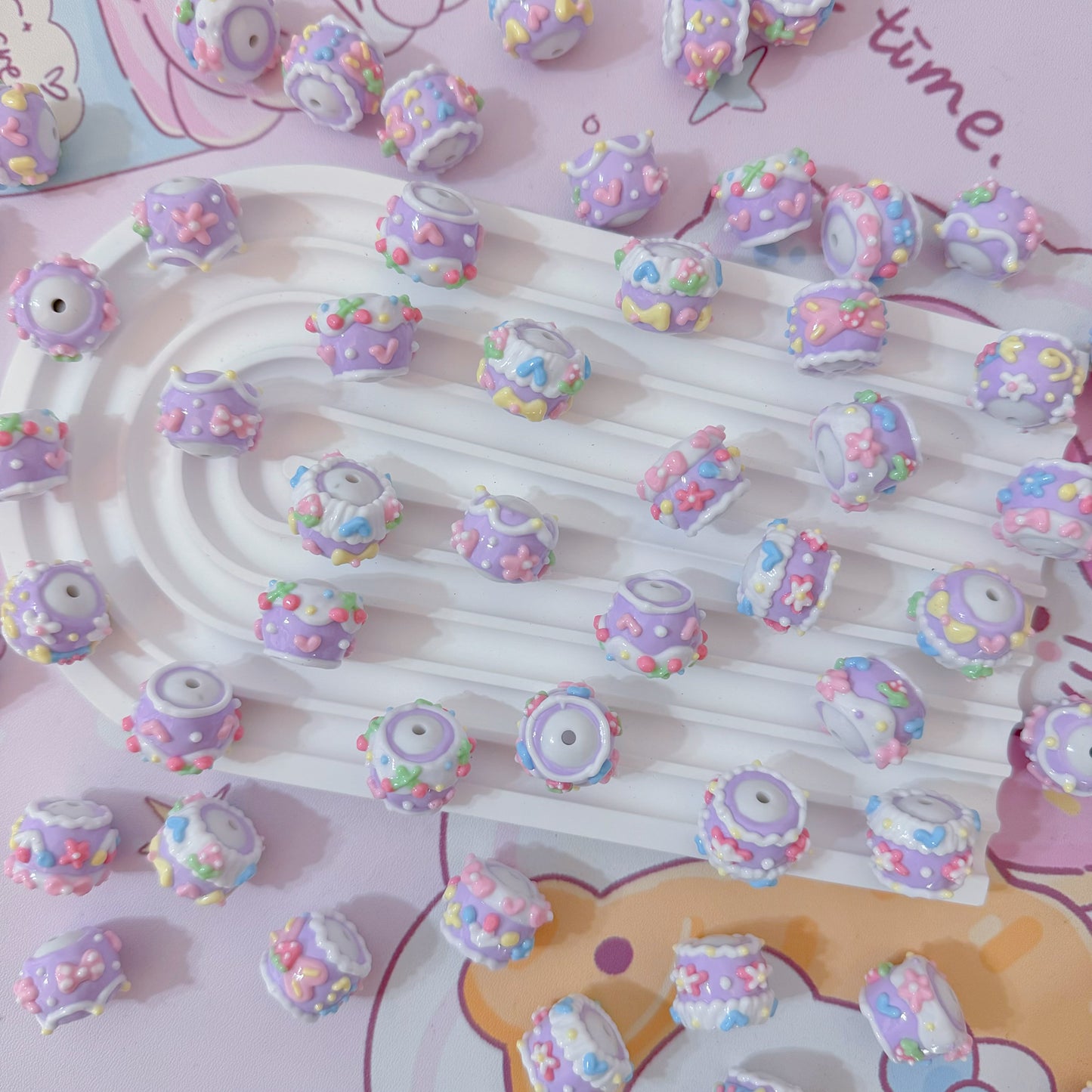 Purple Hand-Painted Beads