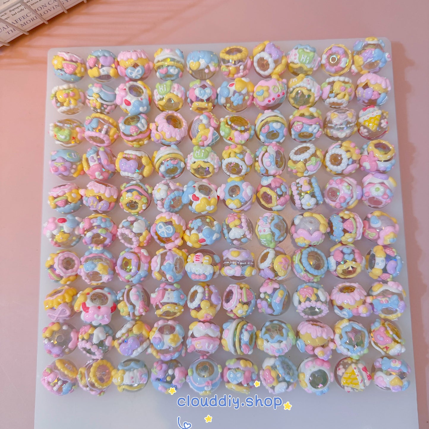 Cream Of Hand-Painted Beads