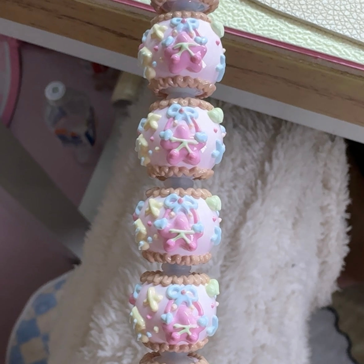 Coffee Pink Hand-Painted Beads