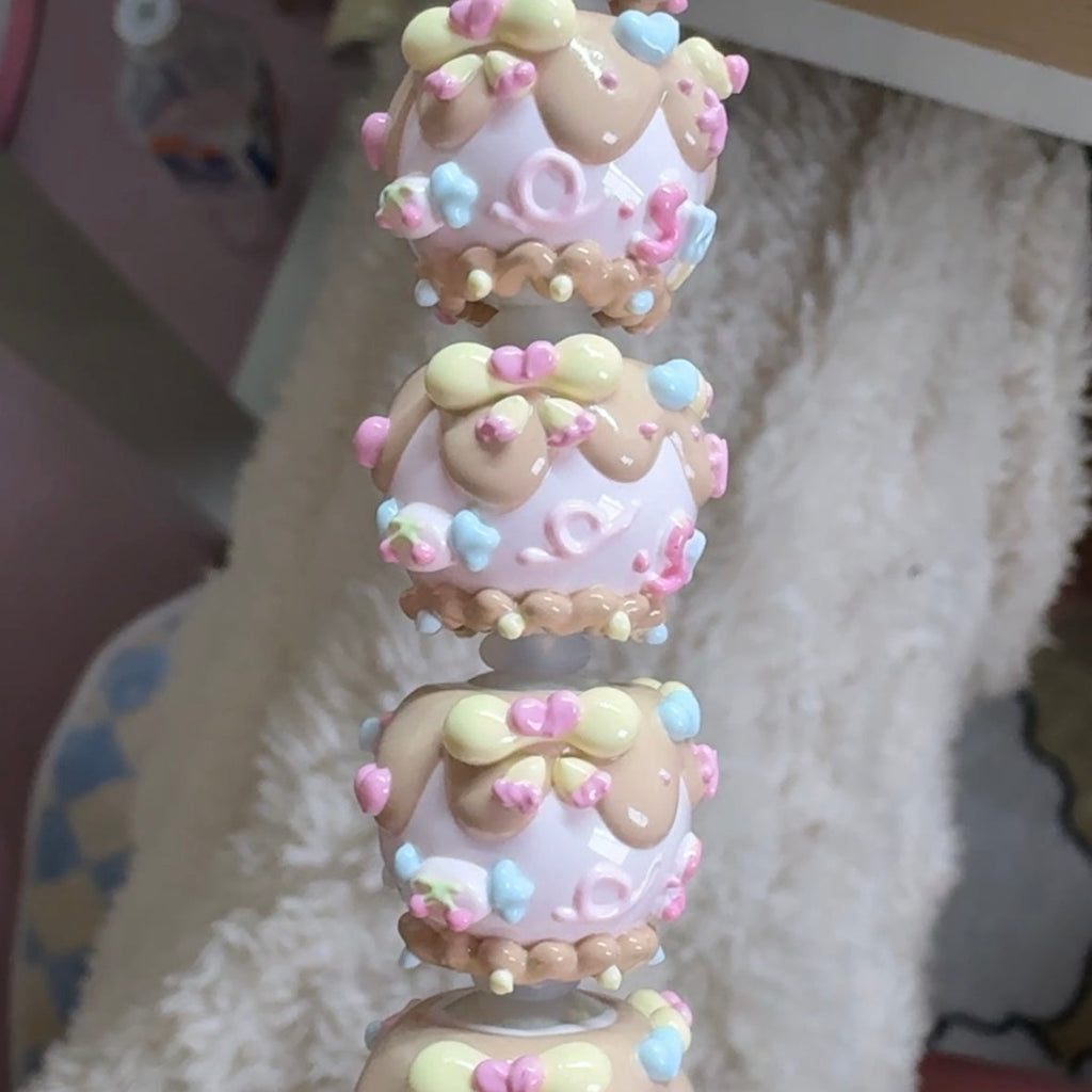 Coffee Pink Hand-Painted Beads