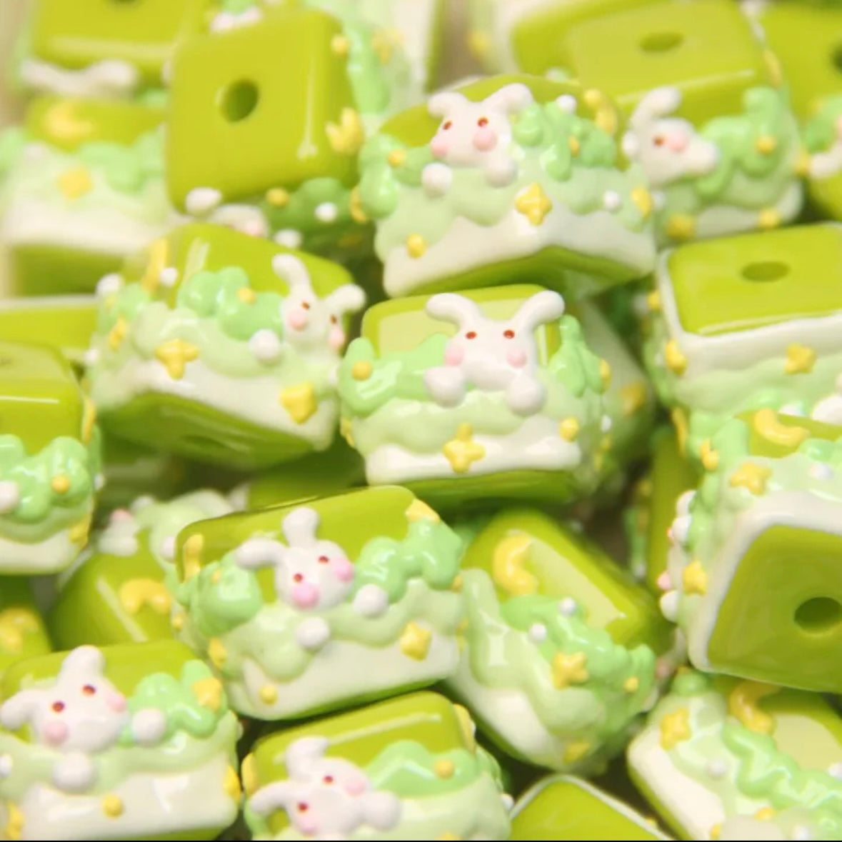 Square Hand-Painted Bead