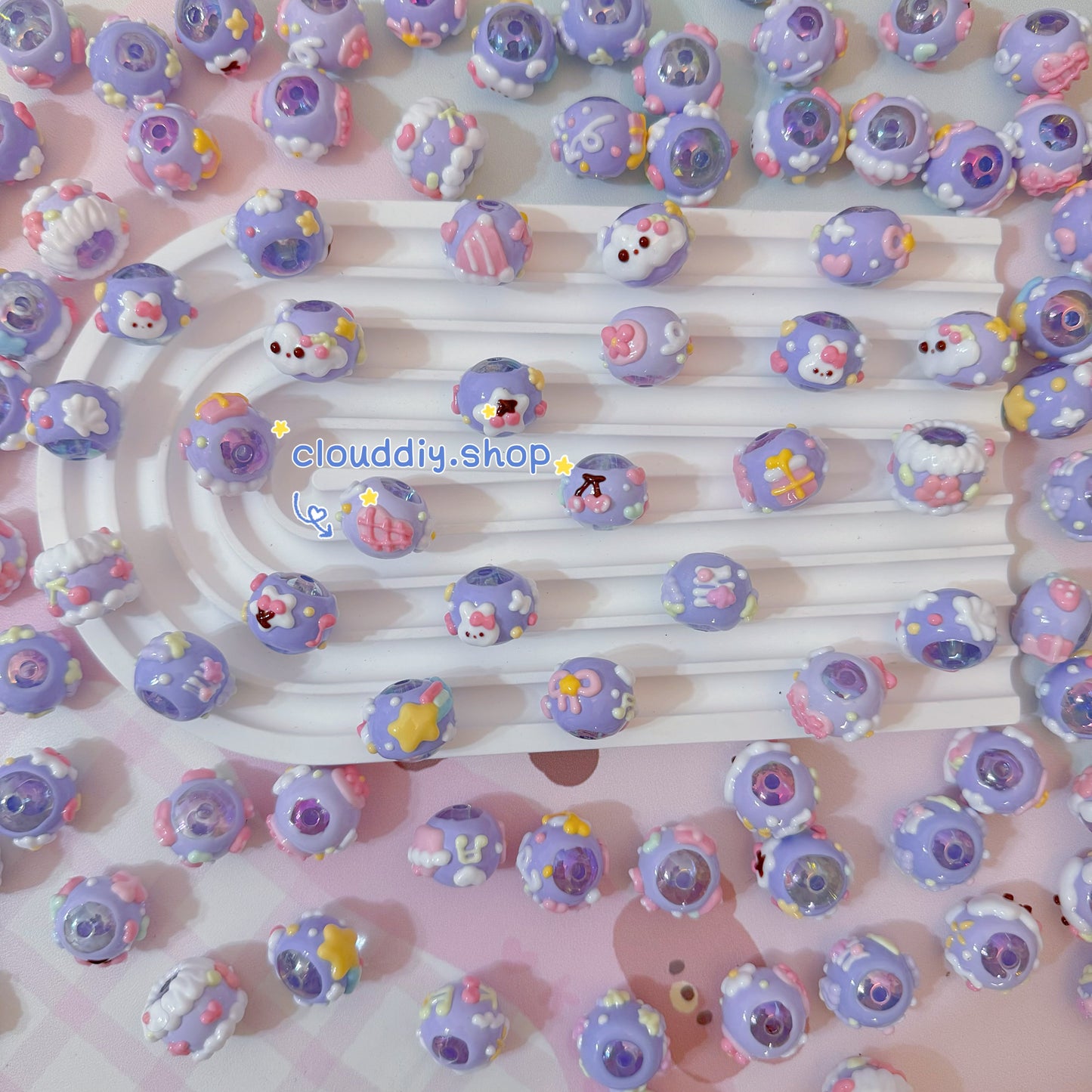 Purple Hand-Painted Beads