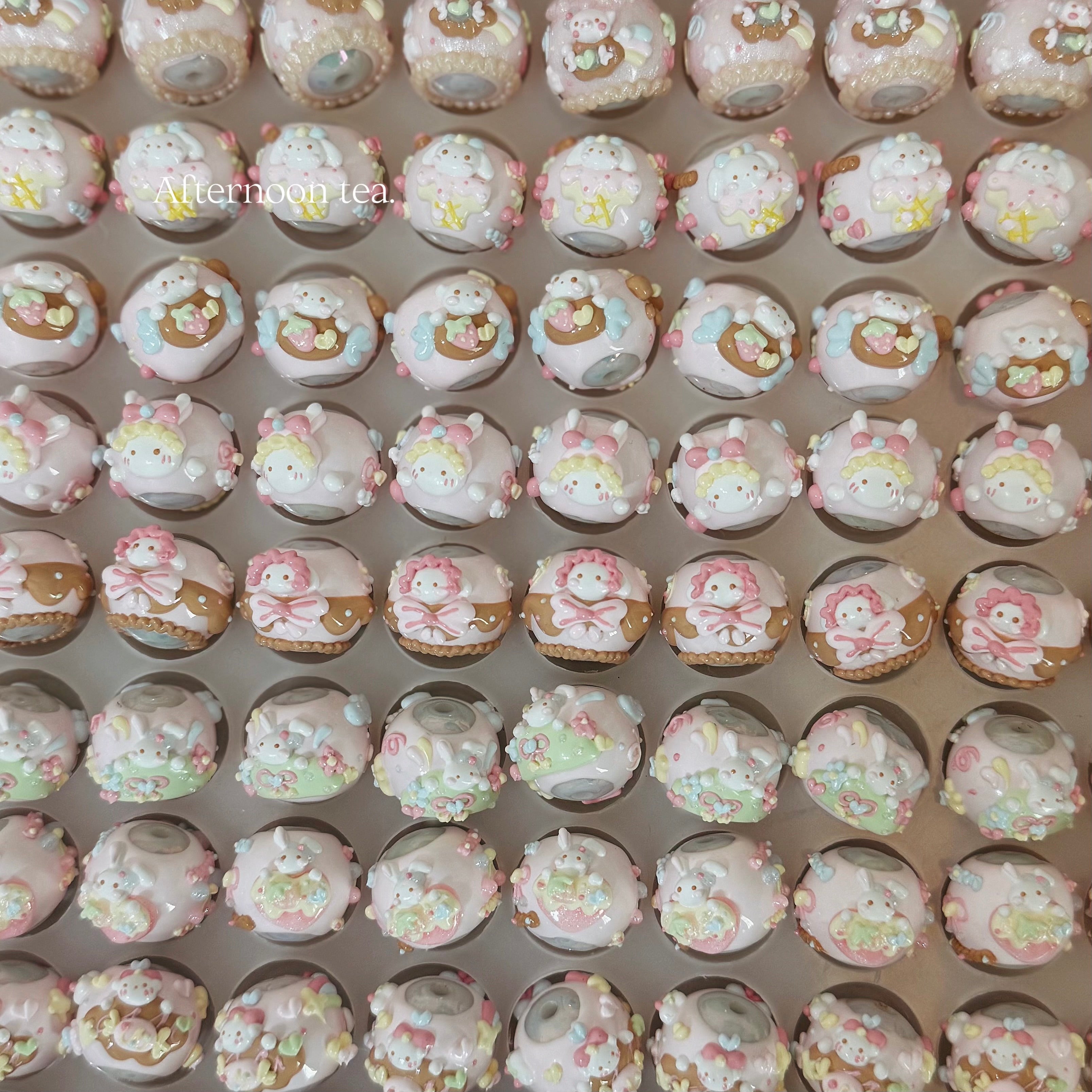 Coffee Pink Hand-Painted Beads