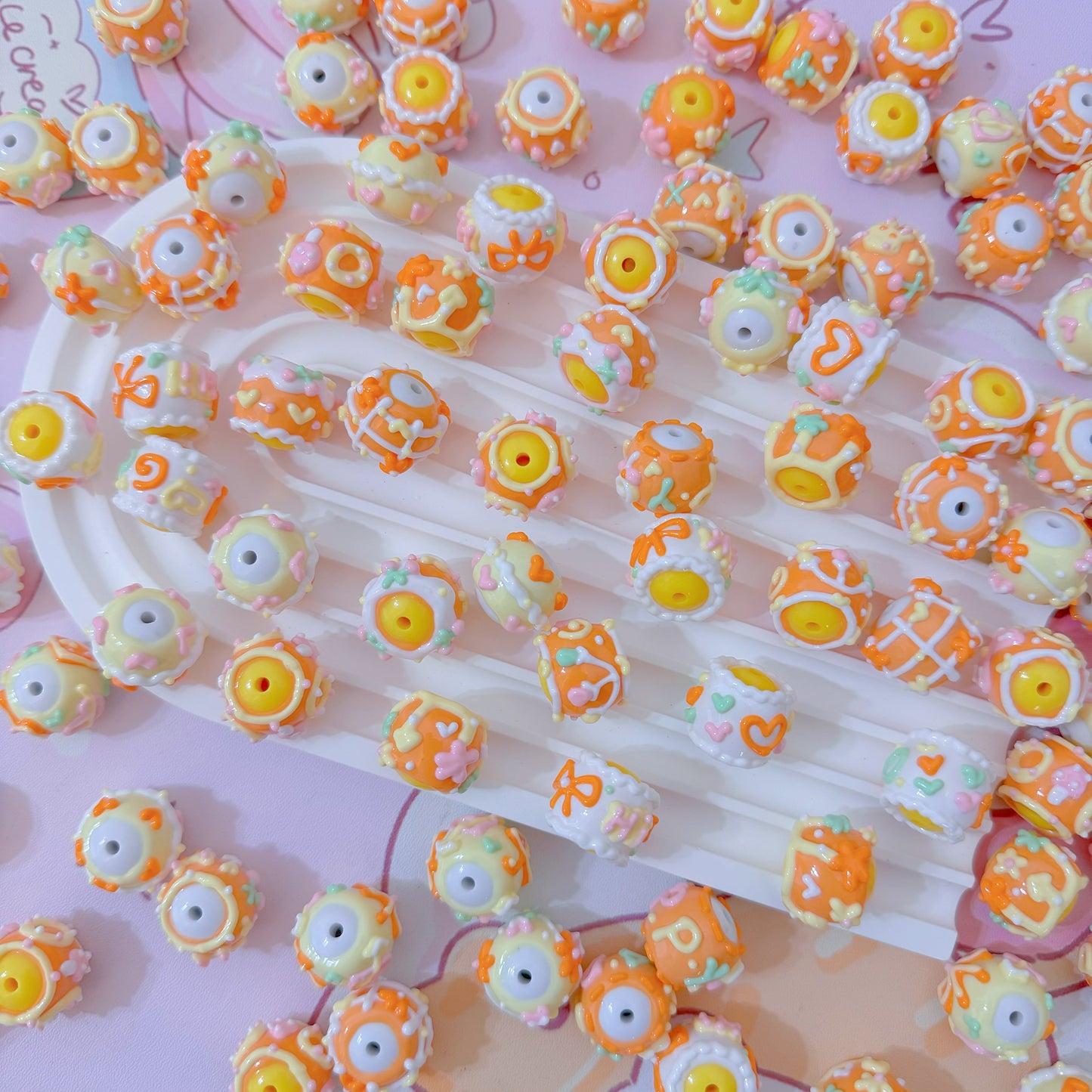 Orange Hand-Painted Bead