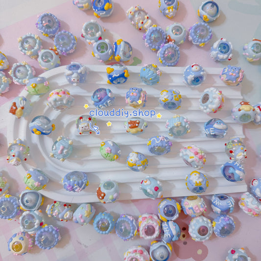 Blue Band-Painted Beads