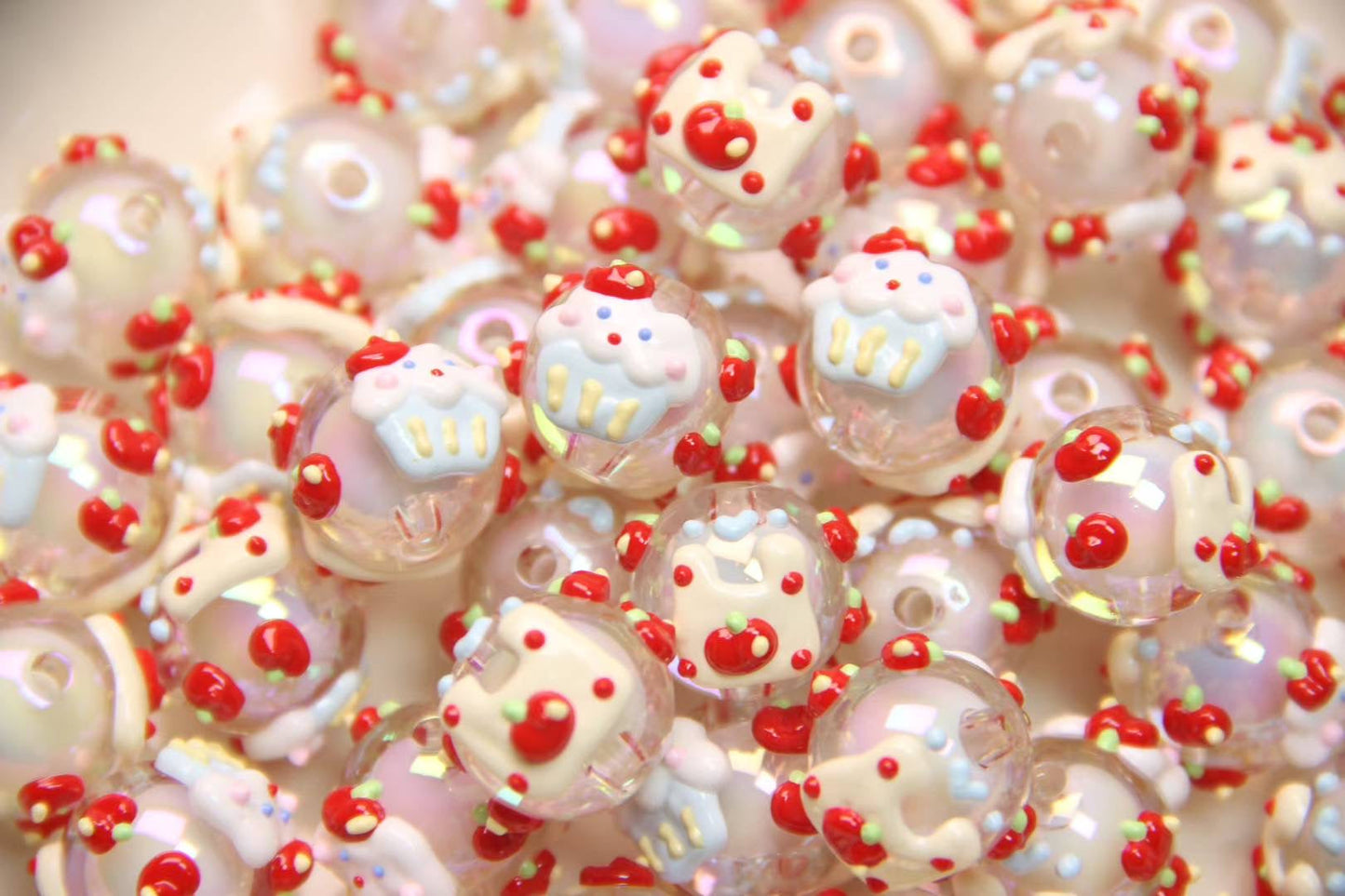 Red Hand-Painted Beads