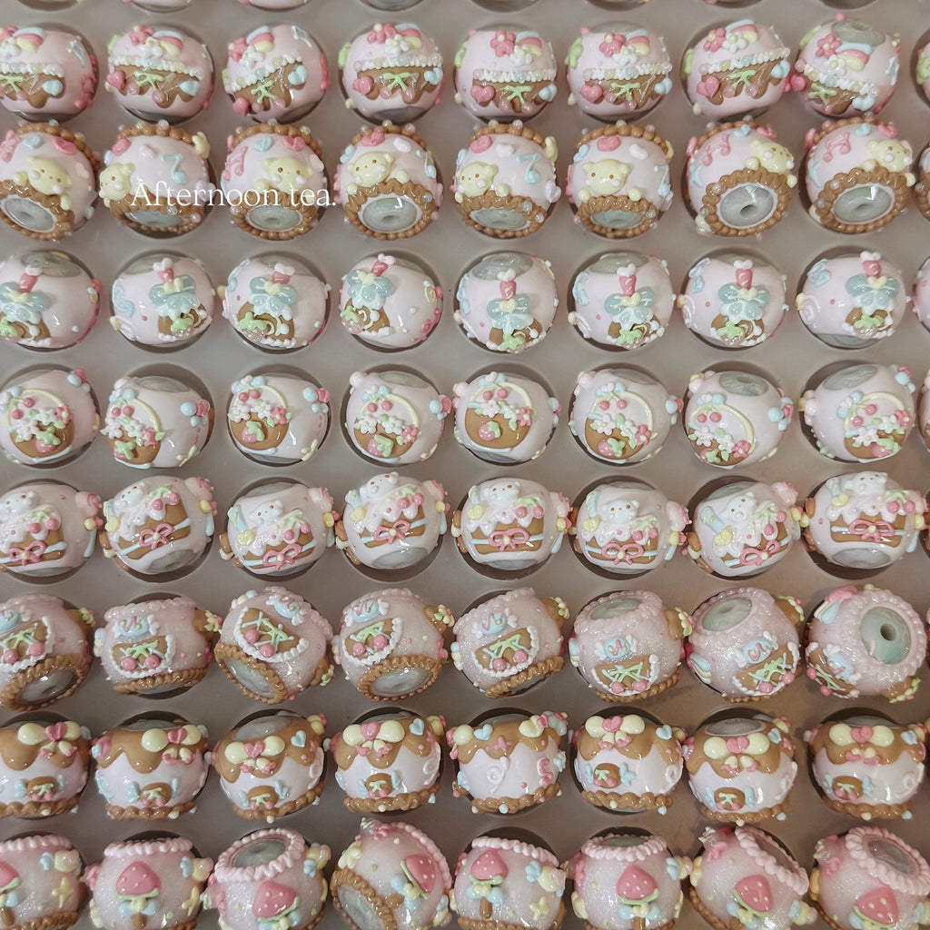 Coffee Pink Hand-Painted Beads