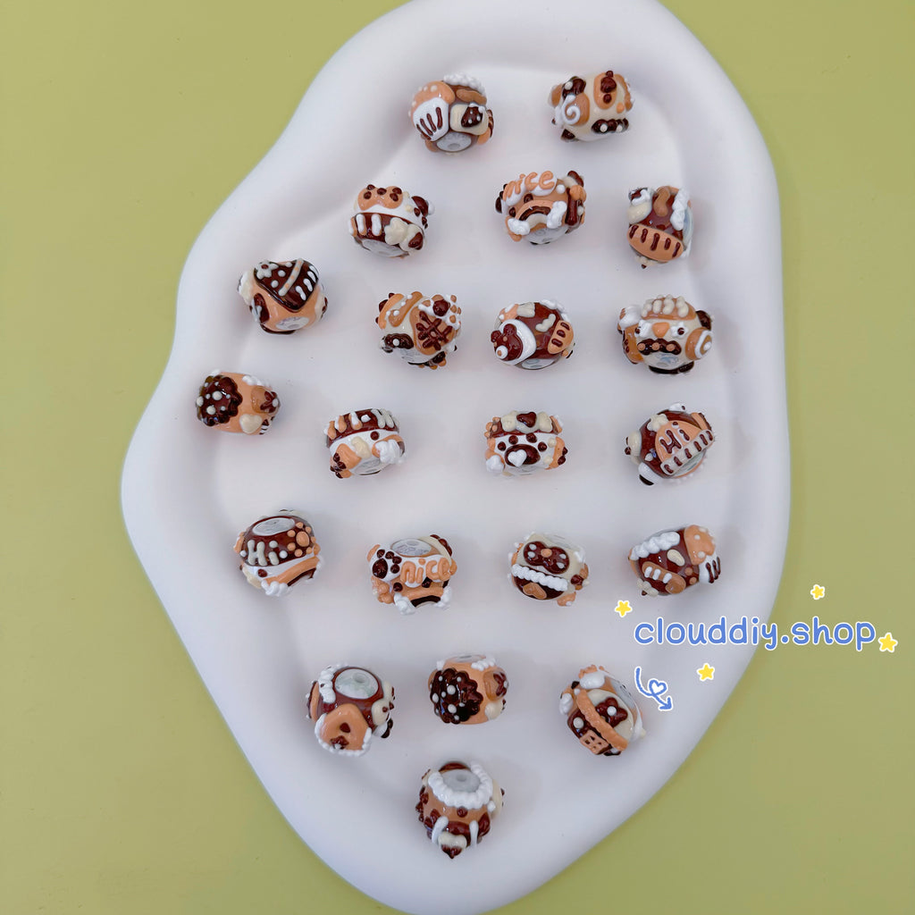 Coffee Colored Hand-Painted Beads