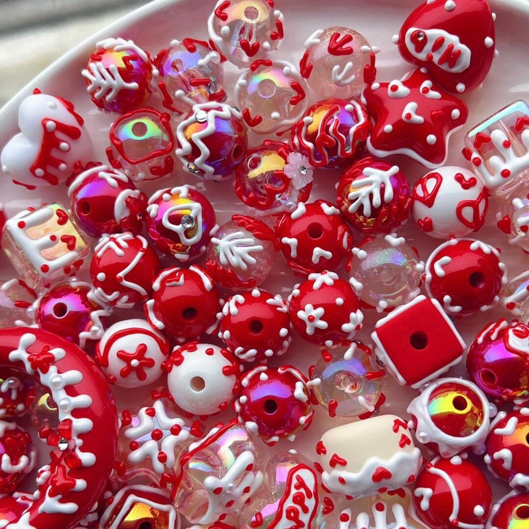 Red Series Hand-Painted Beads