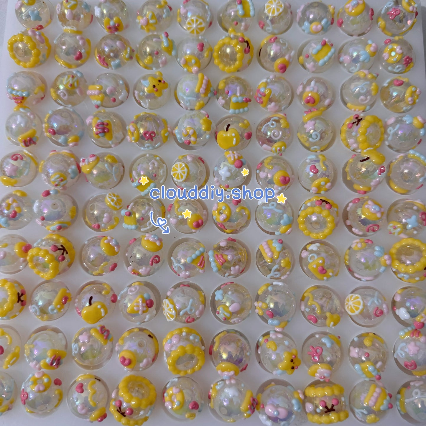 Yellow Color Hand-Painted Beads