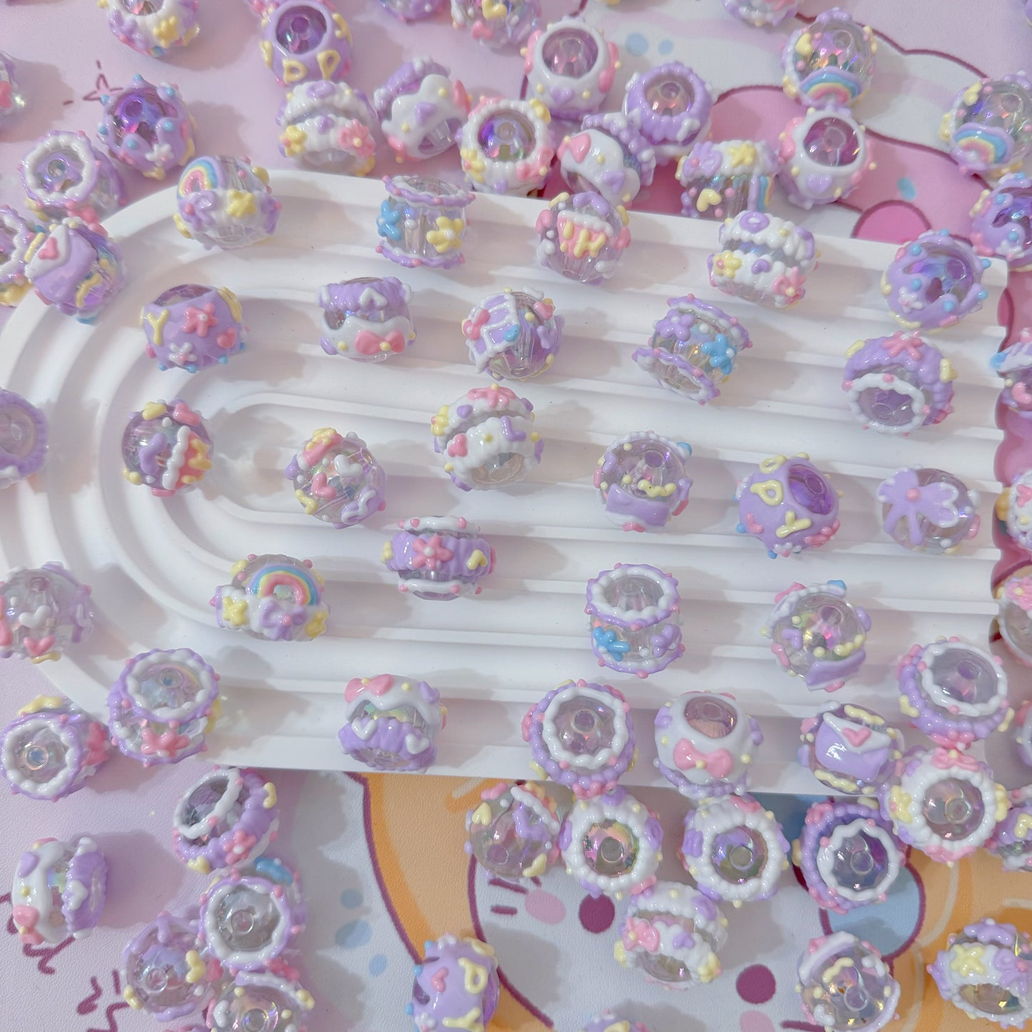 Purple Hand-Painted Beads