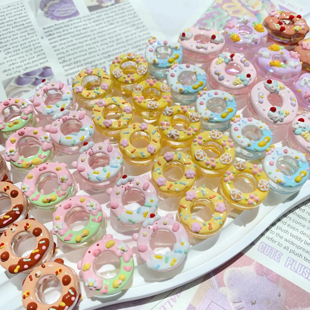 Hand-Painted Doughnut-Shaped Beads