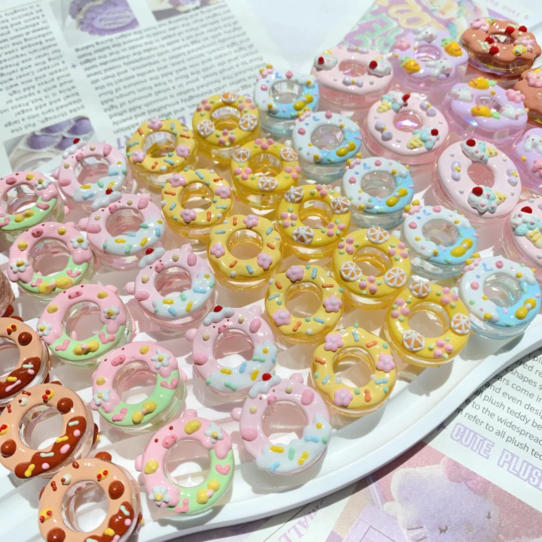 Hand-Painted Doughnut-Shaped Beads