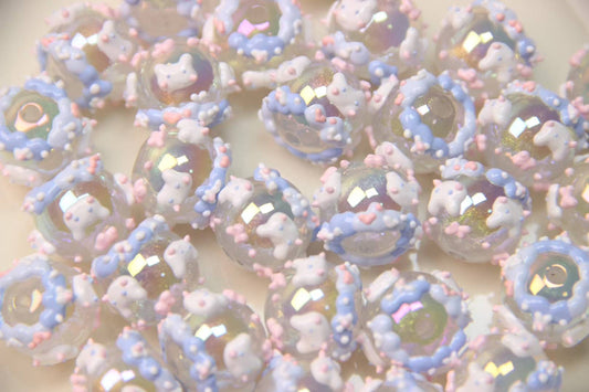 Blue Band-Painted Beads