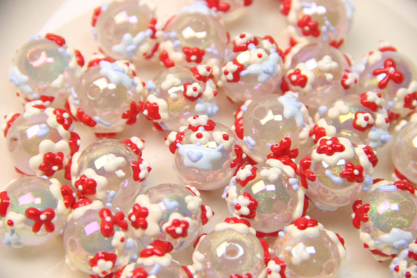 Red Hand-Painted Beads