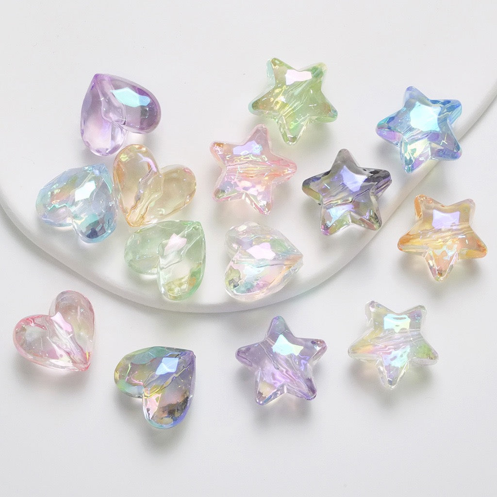 Transparent Star-Shaped Heart-Shaped Beads
