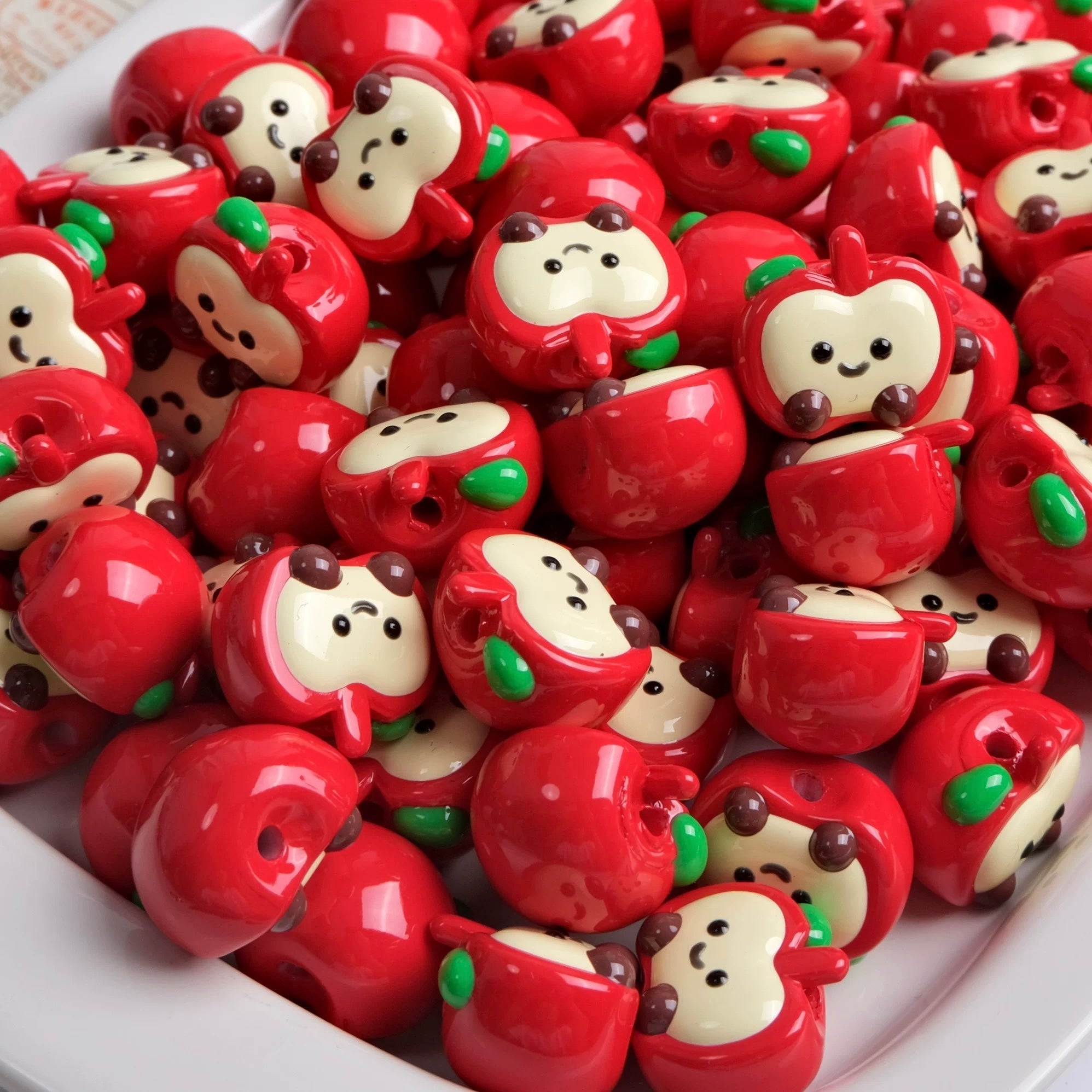 Hand-Painted Apple Beads