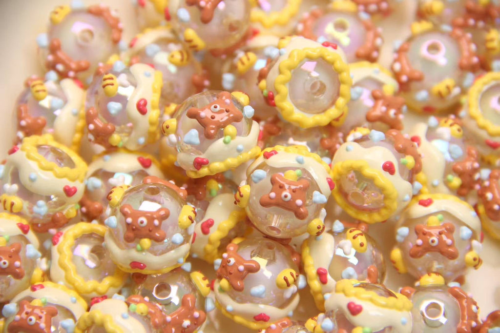 Coffee-Colored Hand-Painted Beads