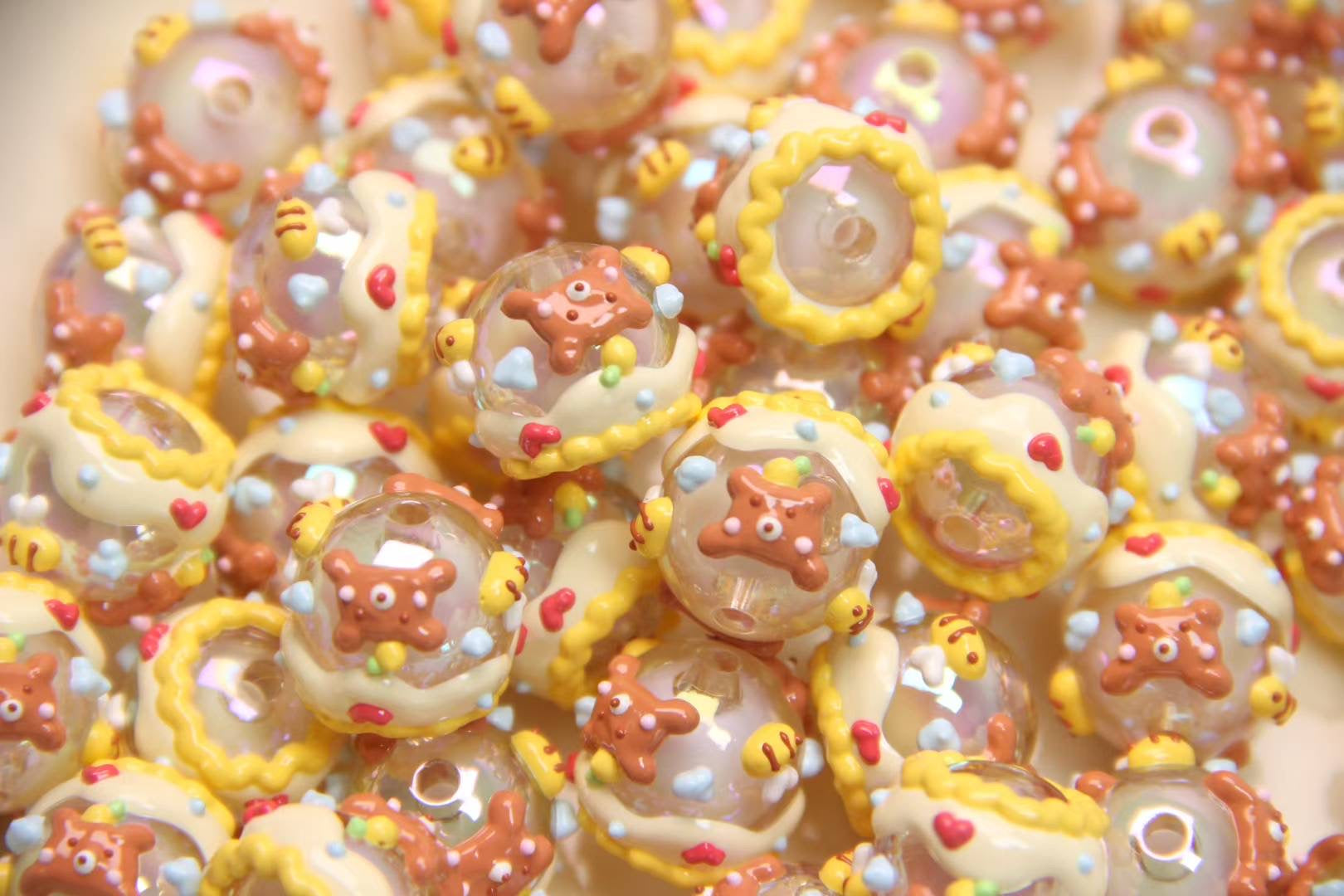 Coffee-Colored Hand-Painted Beads