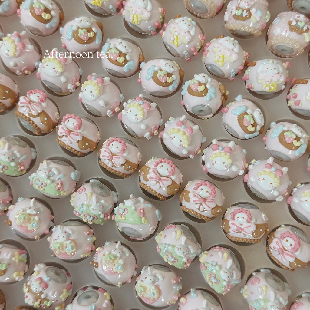 Coffee Pink Hand-Painted Beads