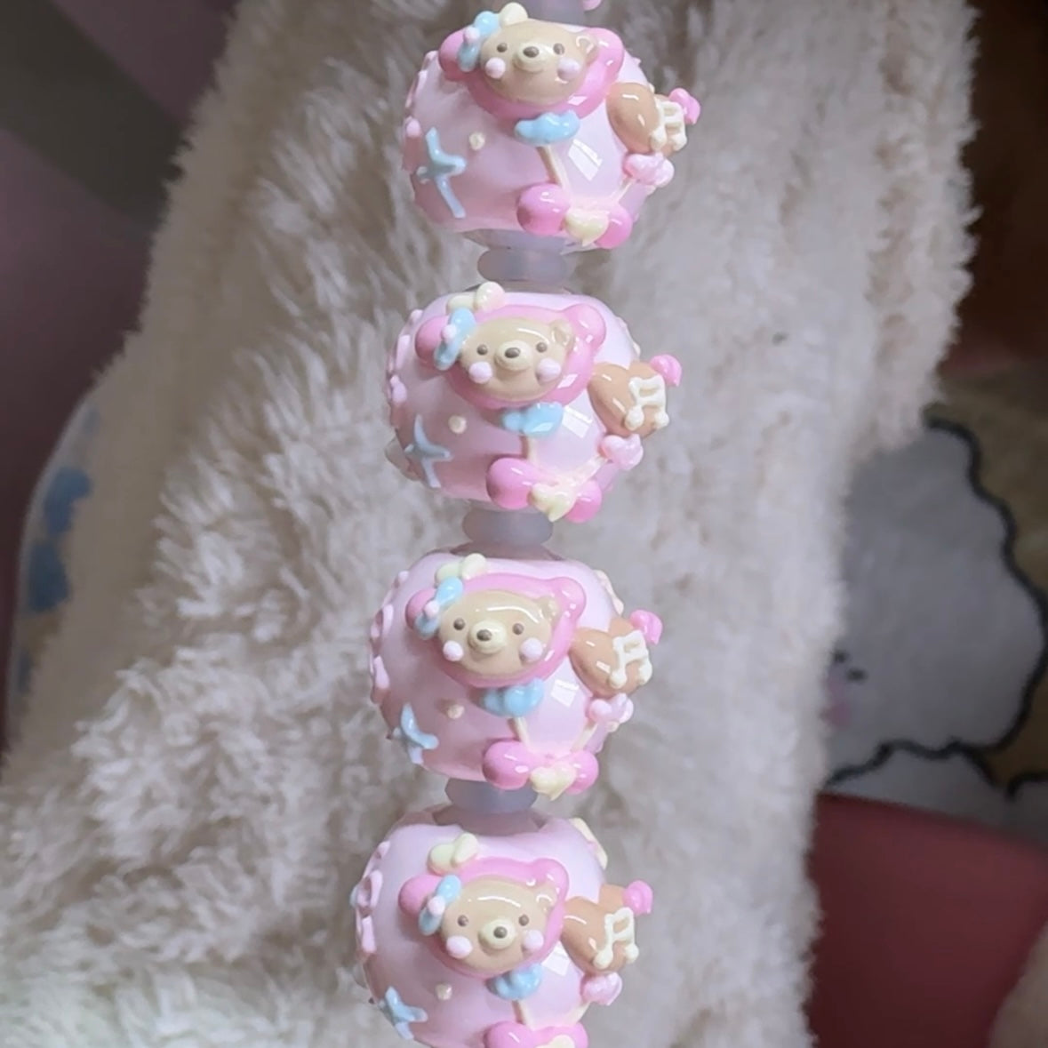 Coffee Pink Hand-Painted Beads