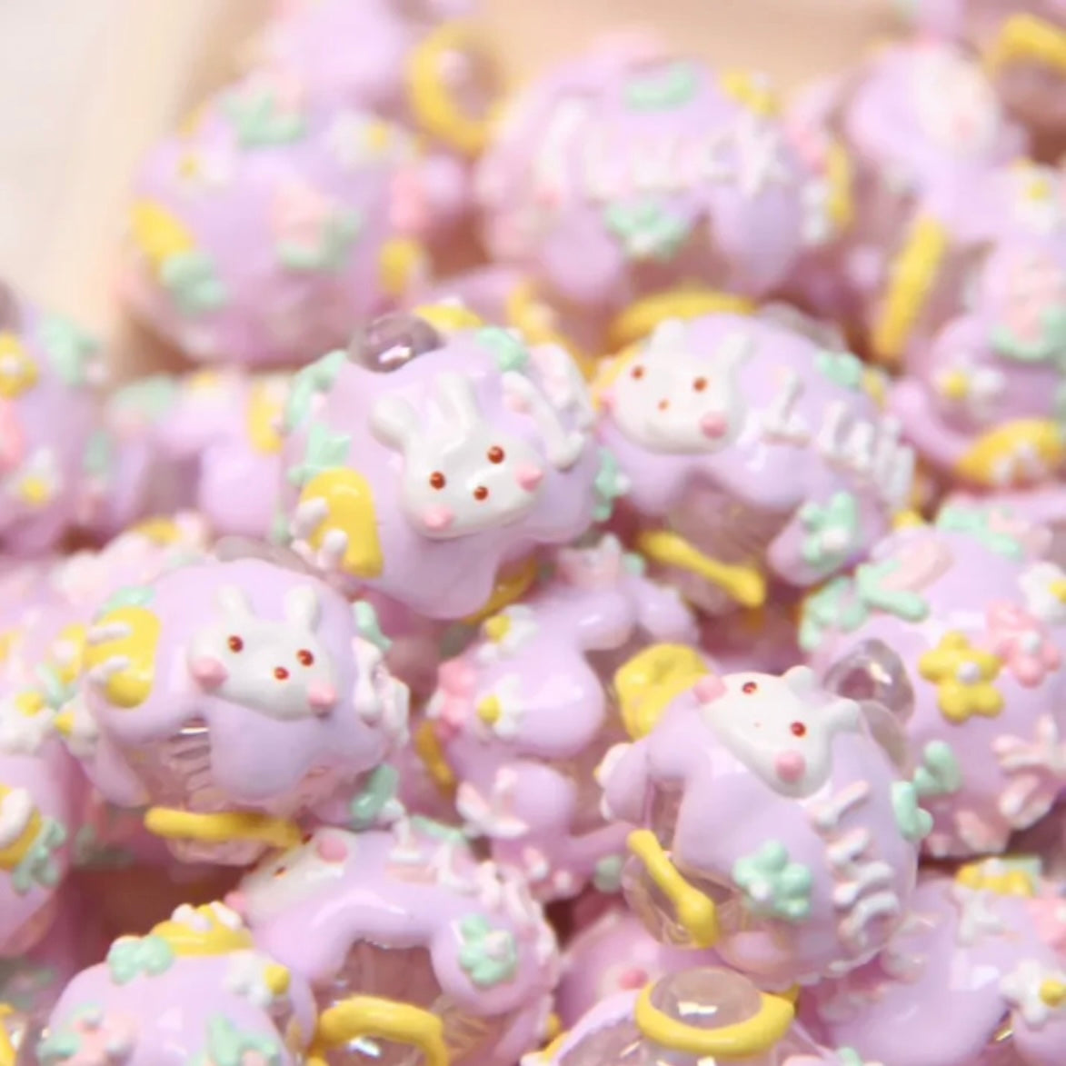 Hand-Painted Rabbit Beads