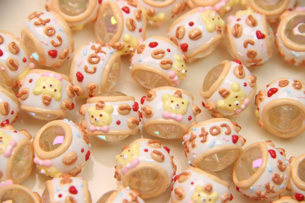 Coffee-Colored Hand-Painted Beads